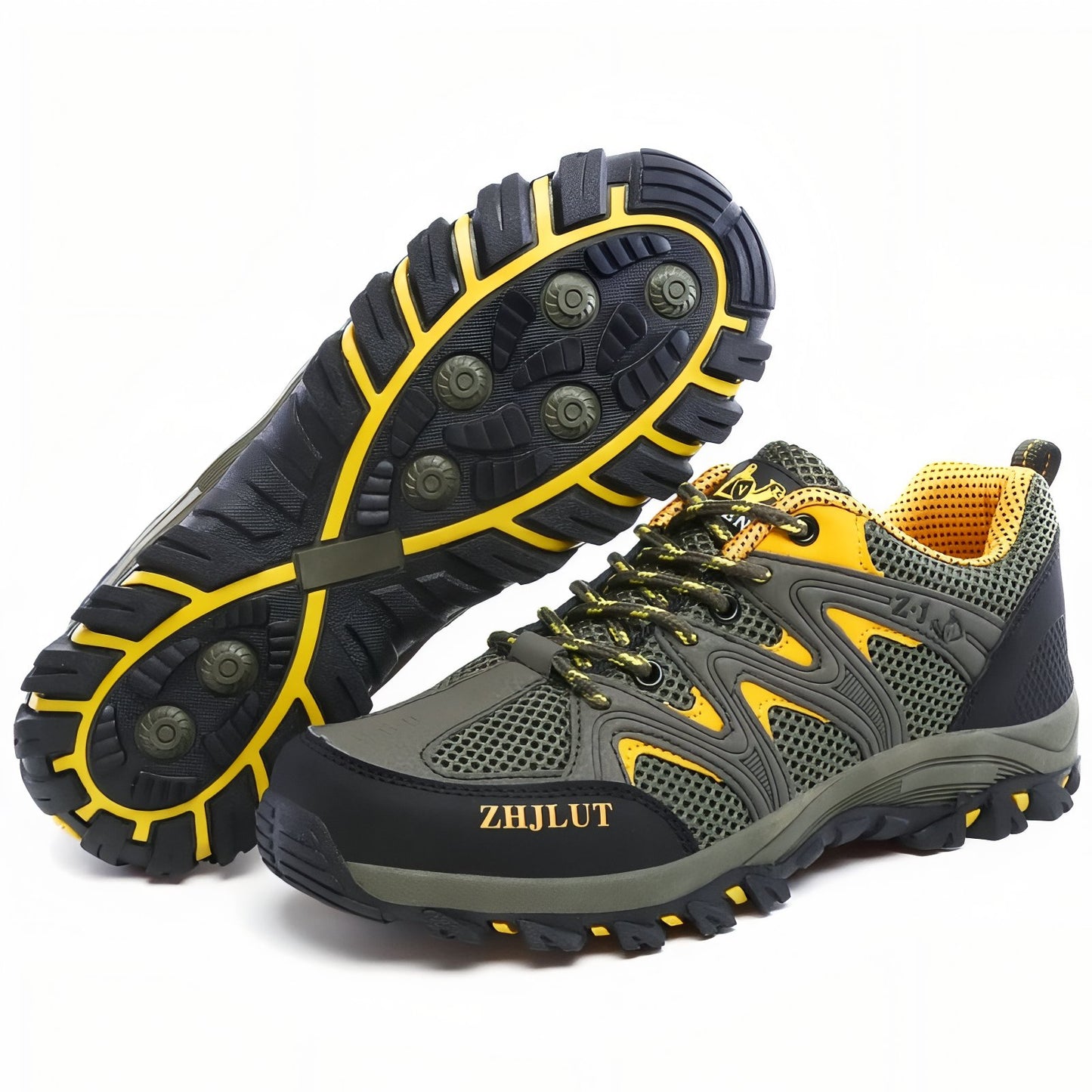 Chaussure Basse Randonnée Homme - Vert Olive et Jaune