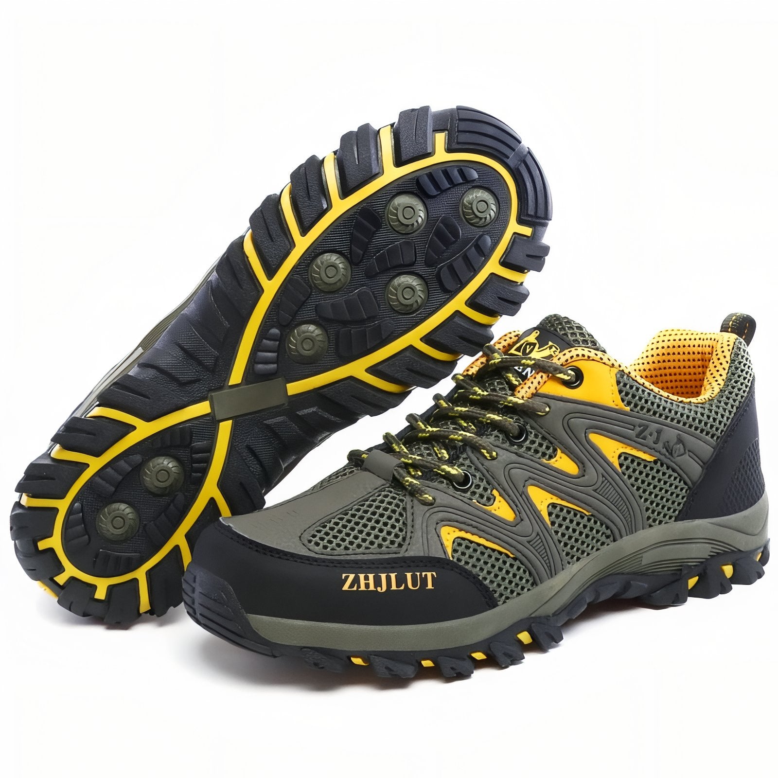 Chaussure Basse Randonnée Homme - Vert Olive et Jaune