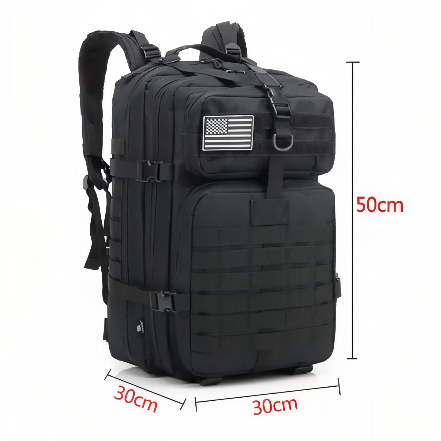 Sac à Dos Randonnée Militaire dimensions affichées - Noir