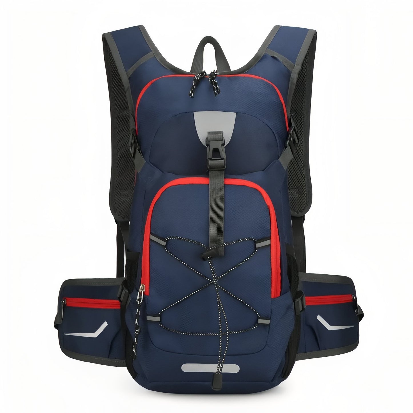 Sac à Dos Randonnée Avec Trou Pour Poche À Eau - Bleu Marine et Rouge