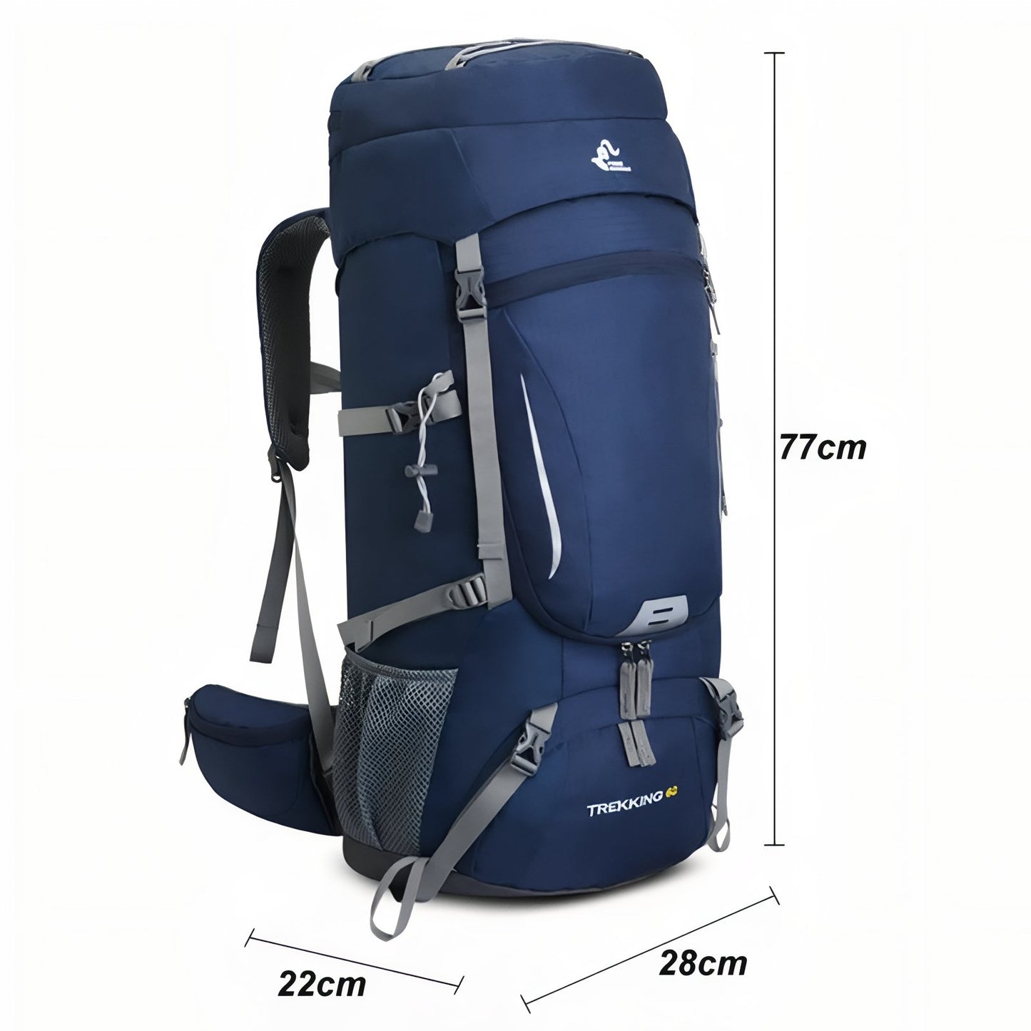 Sac à Dos Randonnée Respirant 60 Litres guide des dimensions - Violet - Vert - Noir - Bleu Marine