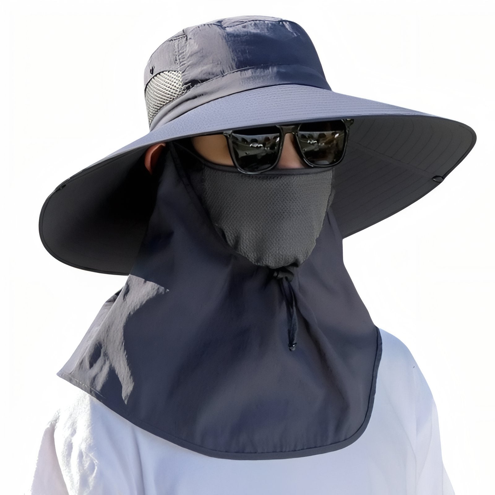 Chapeau Randonnée Anti-UV Homme - Gris - Avec protection cou & visage