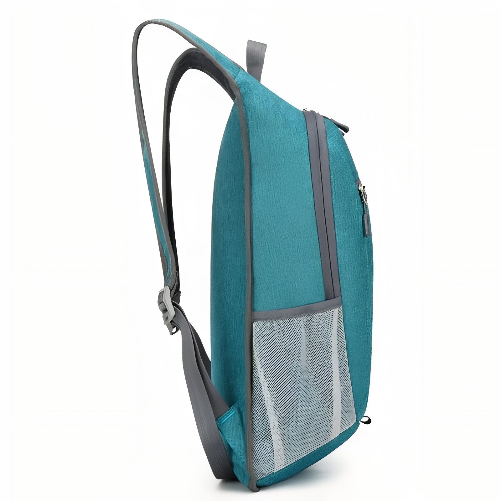 Sac à Dos Ultraléger Pliable gros plan côté - Bleu - Bleu foncé - Noir - Vert - Bleu roi - Gris - Rouge - Gris foncé