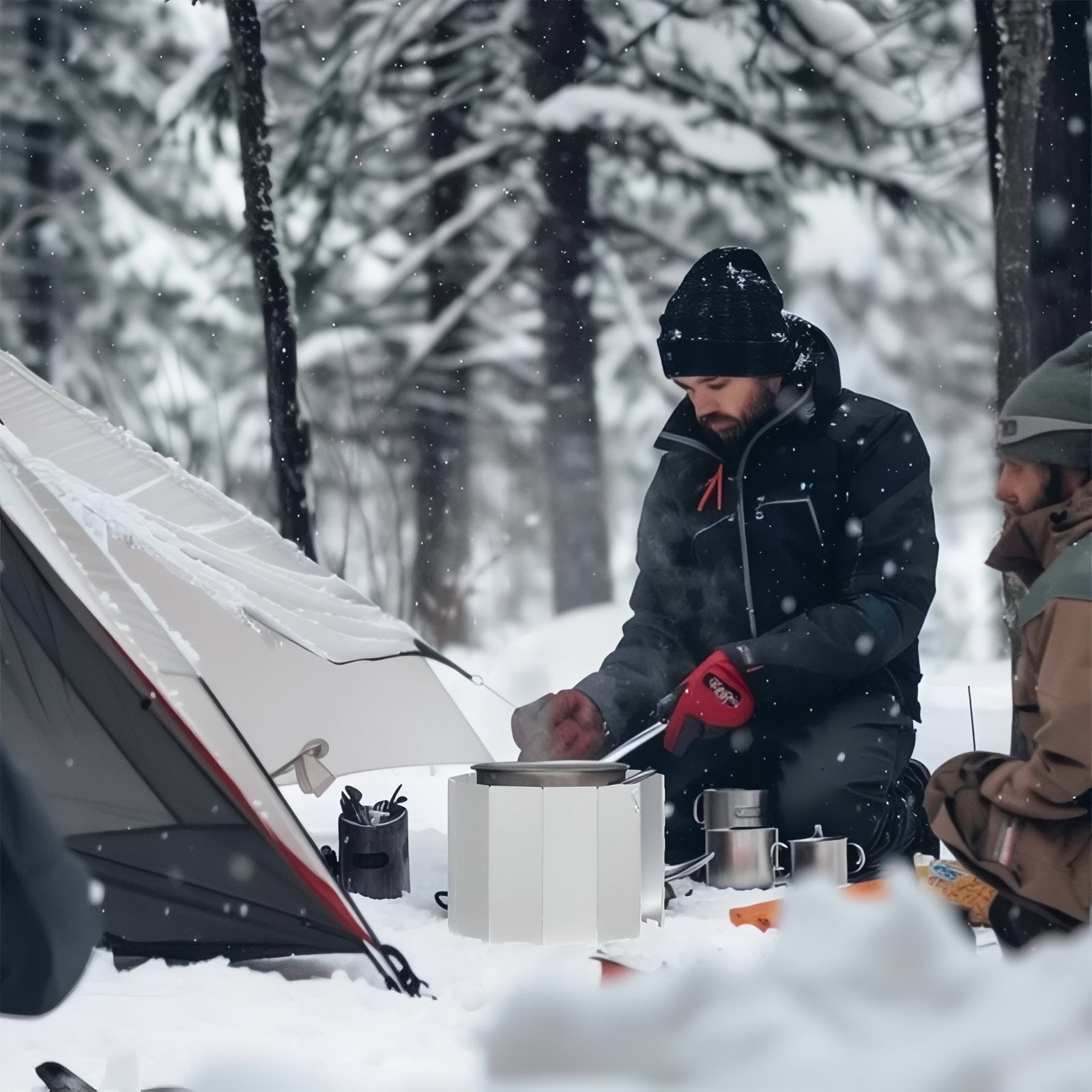 Pare-Vent Pour Réchaud mise en situation camping - 9 plates - 10 plates - 12 plates