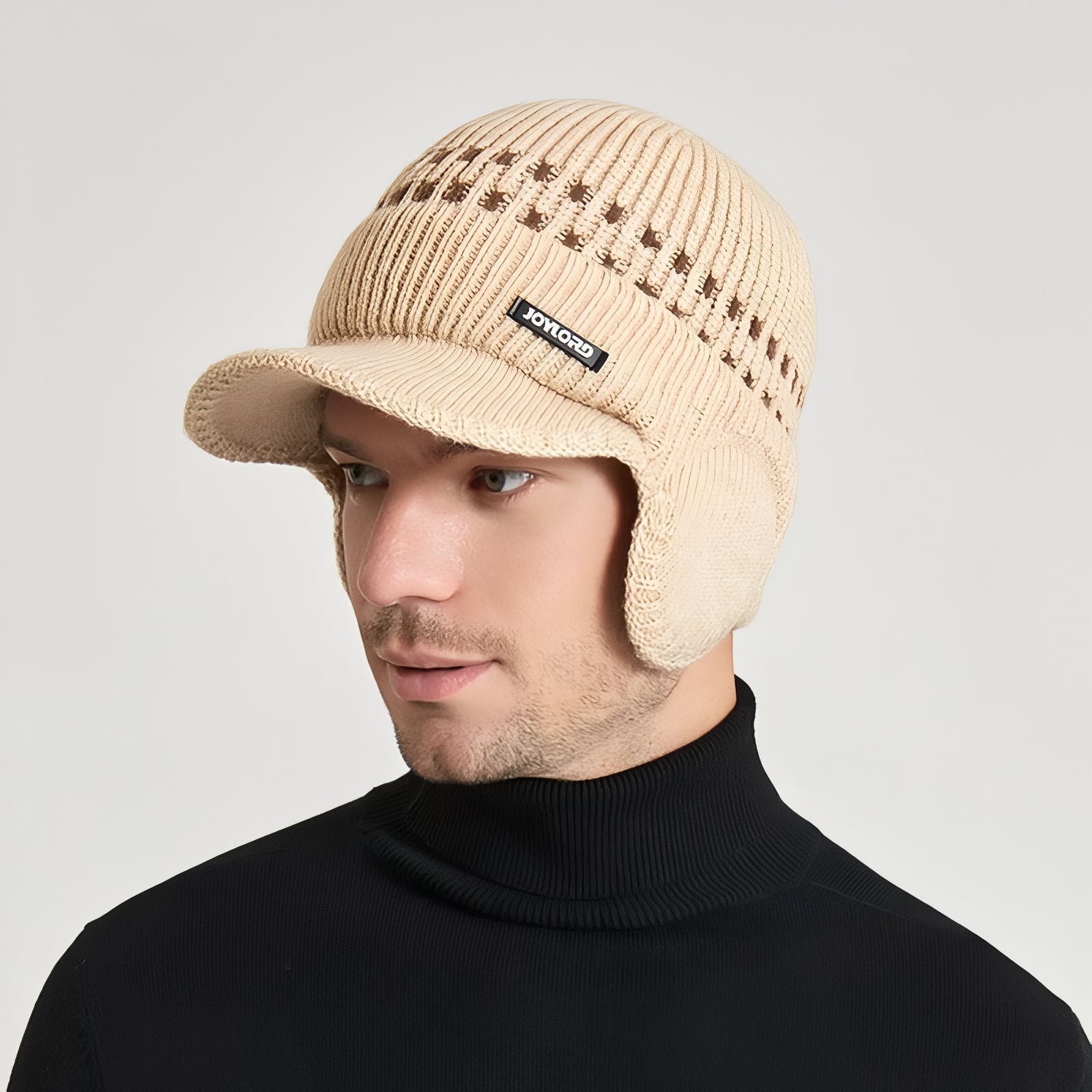 Bonnet Casquette Homme portée sur la tête - Gris Clair - Noir - Marron Clair - Beige - Gris Foncé - Bleu Marine