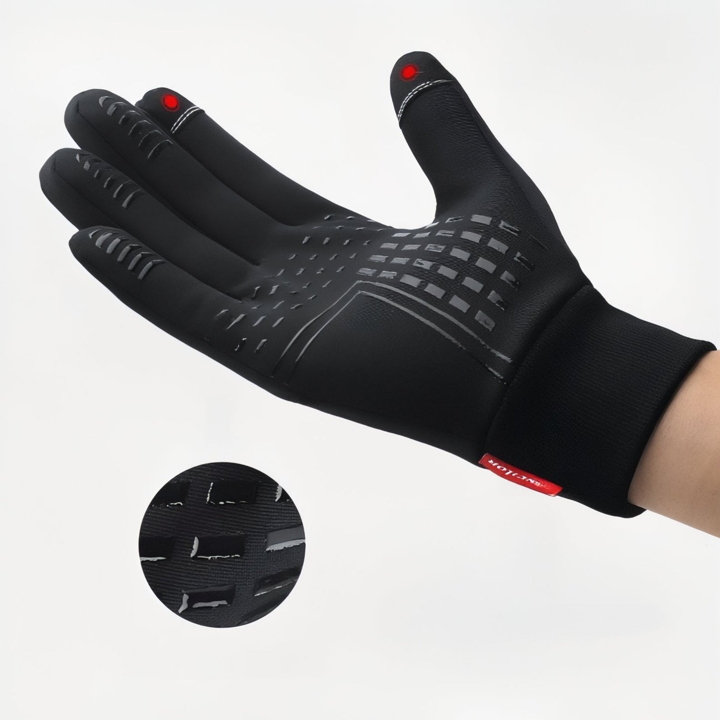 Gants Chauds Tactiles Randonnée gros plan main gant - Noir et Gris - Noir - Noir Mat - Gris Foncé