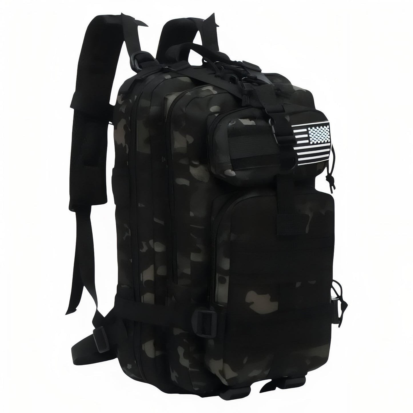 Sac à Dos Militaire Imperméable 30L/50L - Noir Camouflage (30L)