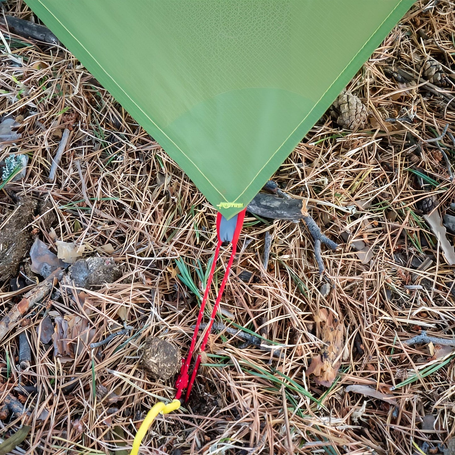 Tarp Randonnée Ultra Léger détail des cordes - Gris Clair - Vert Olive - Marron Olive