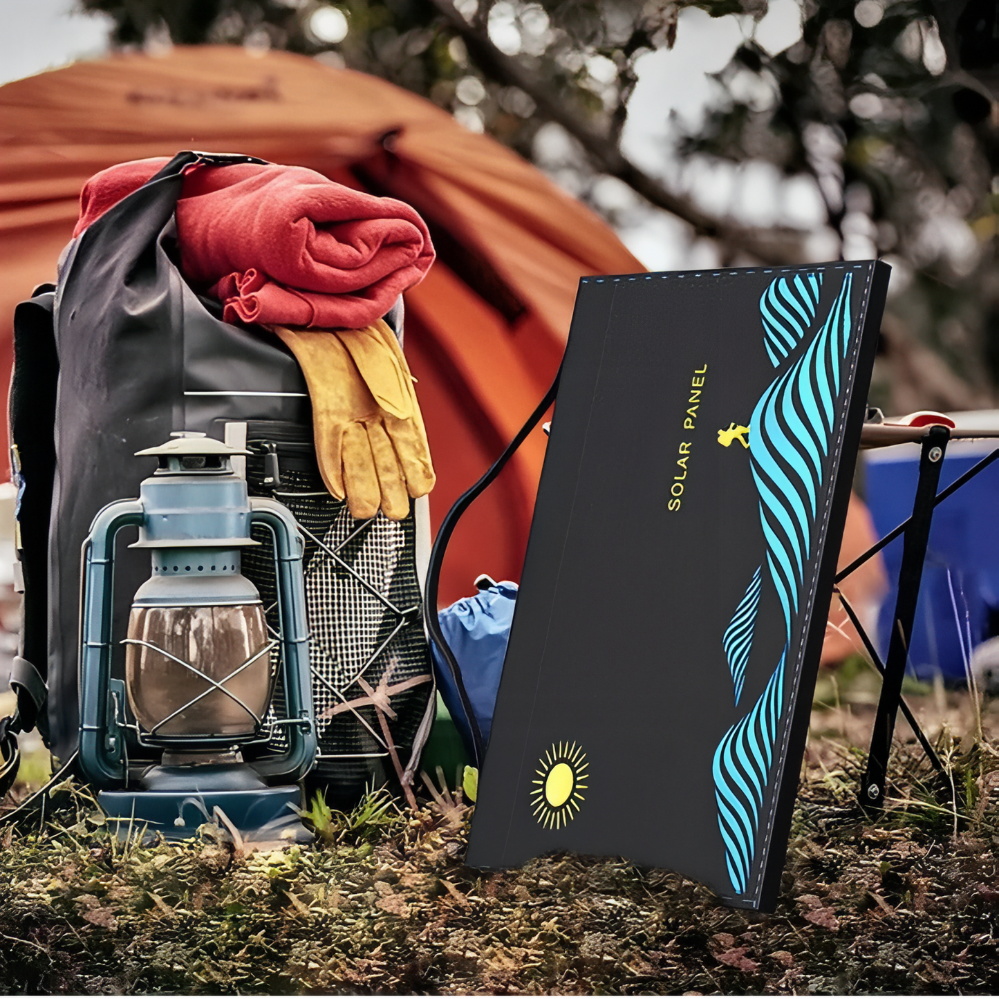 Panneau Solaire Pour Randonnée 30W / 50W mise en situation camping - 30W - 4 Panneaux - 50W - 6 Panneaux
