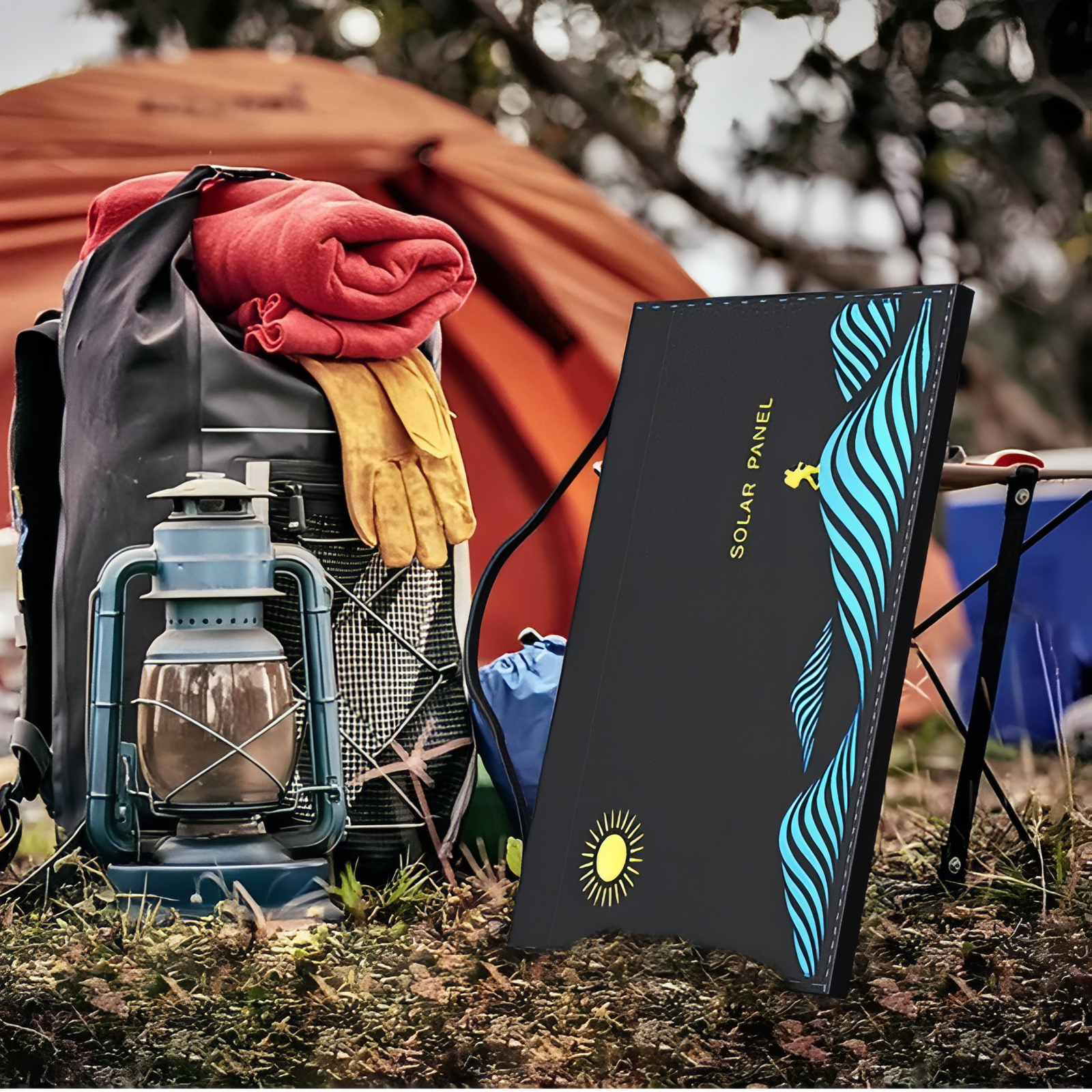 Panneau Solaire Pour Randonnée 30W / 50W mise en situation camping - 30W - 4 Panneaux - 50W - 6 Panneaux