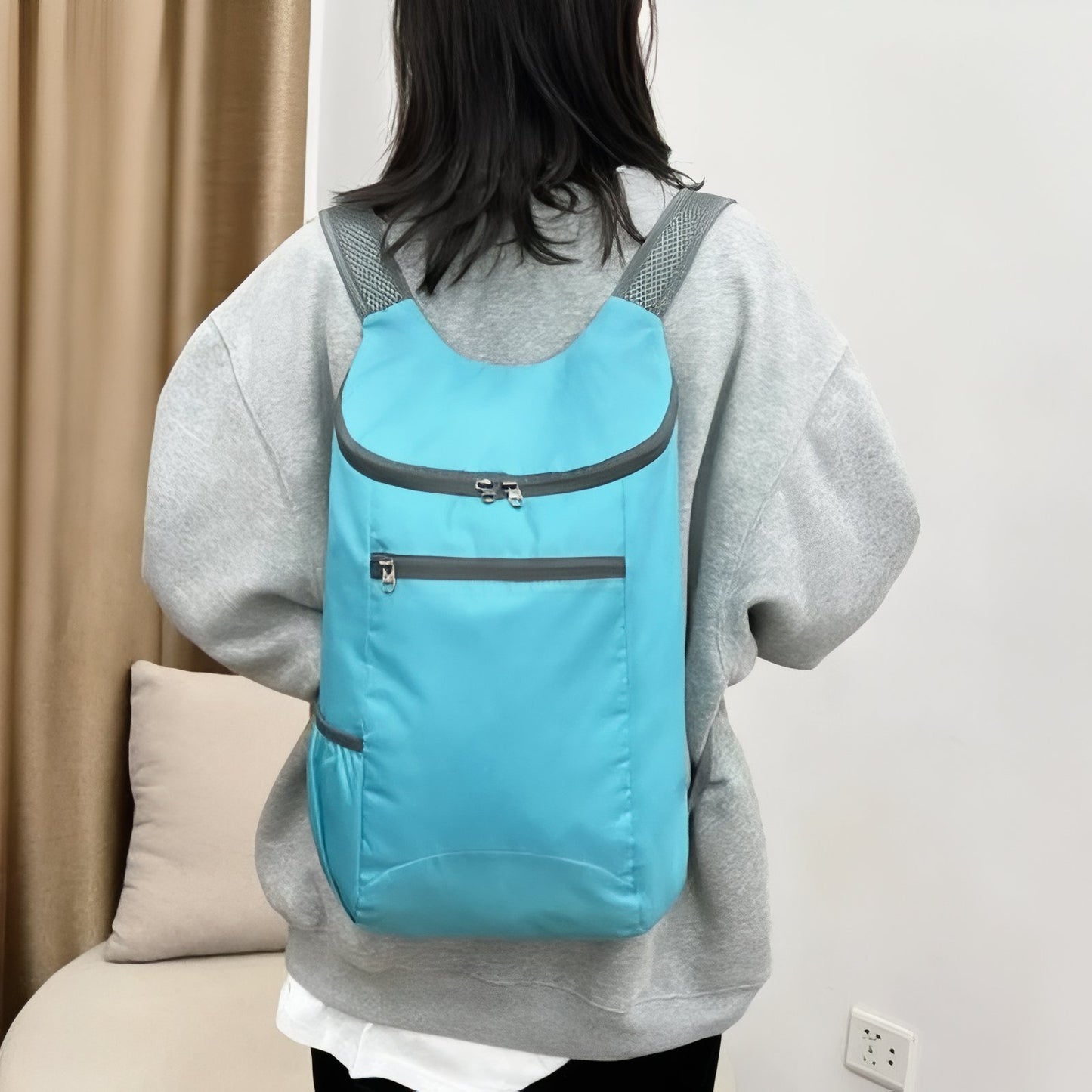 Sac à Dos Pliable Waterproof portée sur le dos - Noir 1 - Noir 2 - Bleu - Fushia - Gris - Bleu ciel - Vert fluo