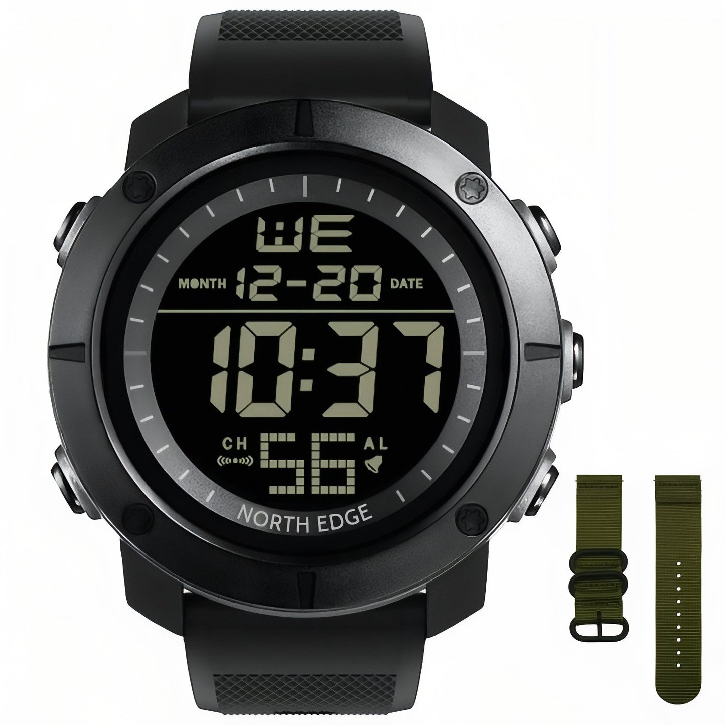 Montre Homme Randonnée - Noir et Vert Olive