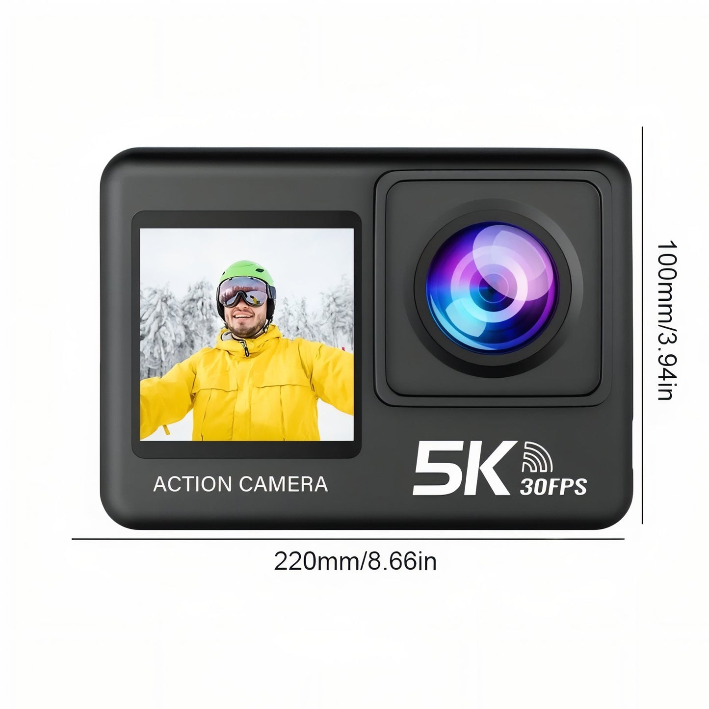 Caméra Pour Randonnée 5K guide des dimensions - Sans Microphone - Avec Microphone