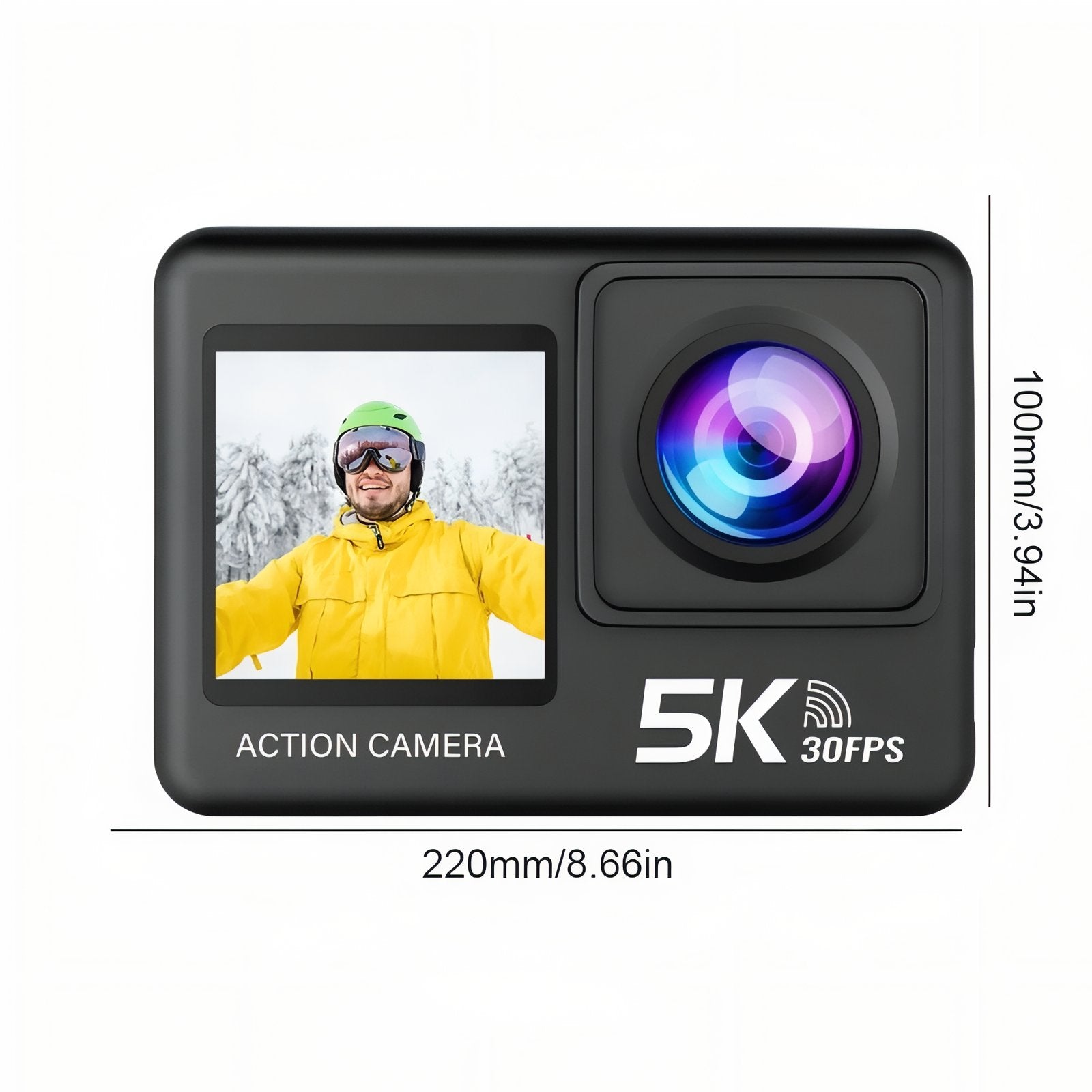 Caméra Pour Randonnée 5K guide des dimensions - Sans Microphone - Avec Microphone