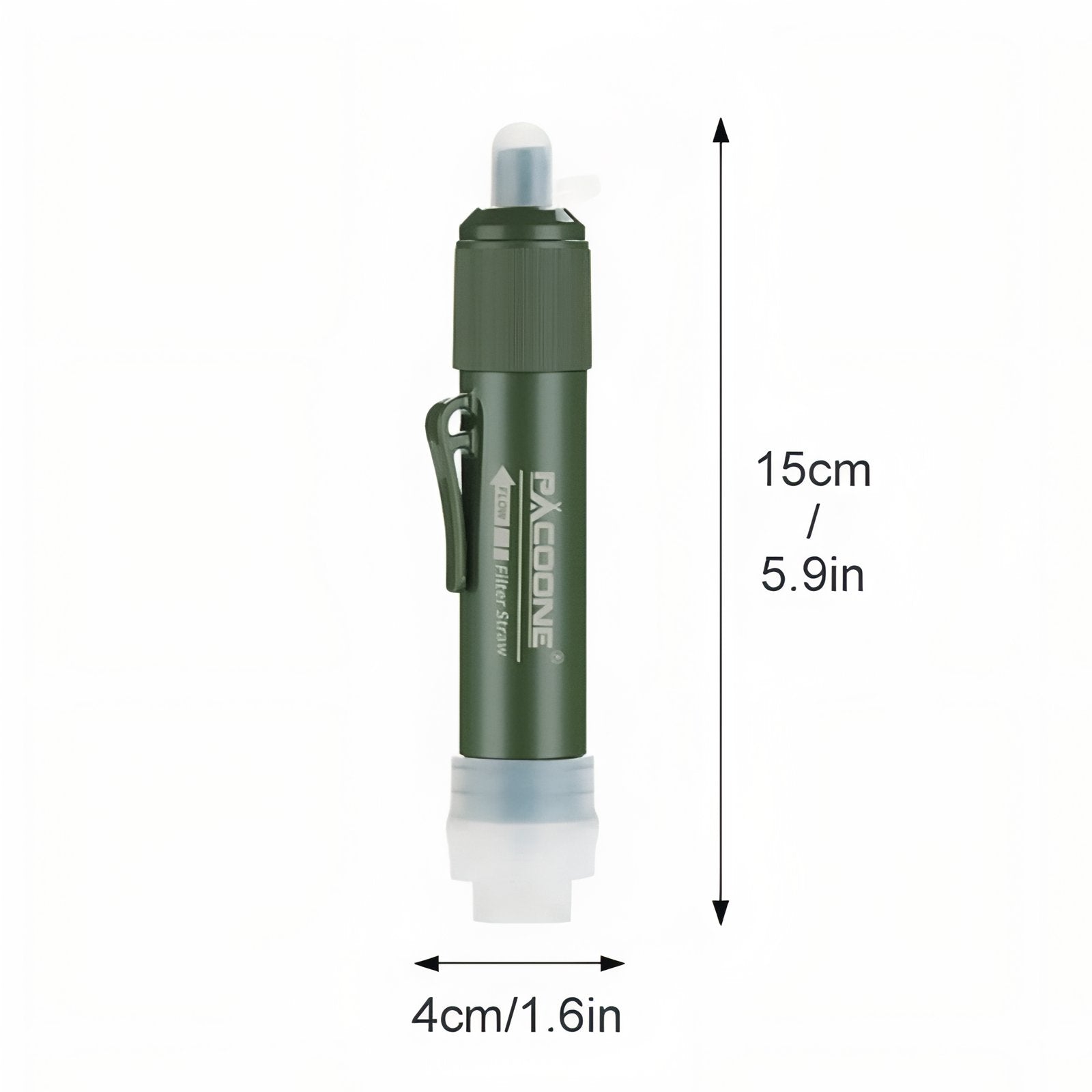 Filtre À Eau Portable guide des dimensions - Vert Olive