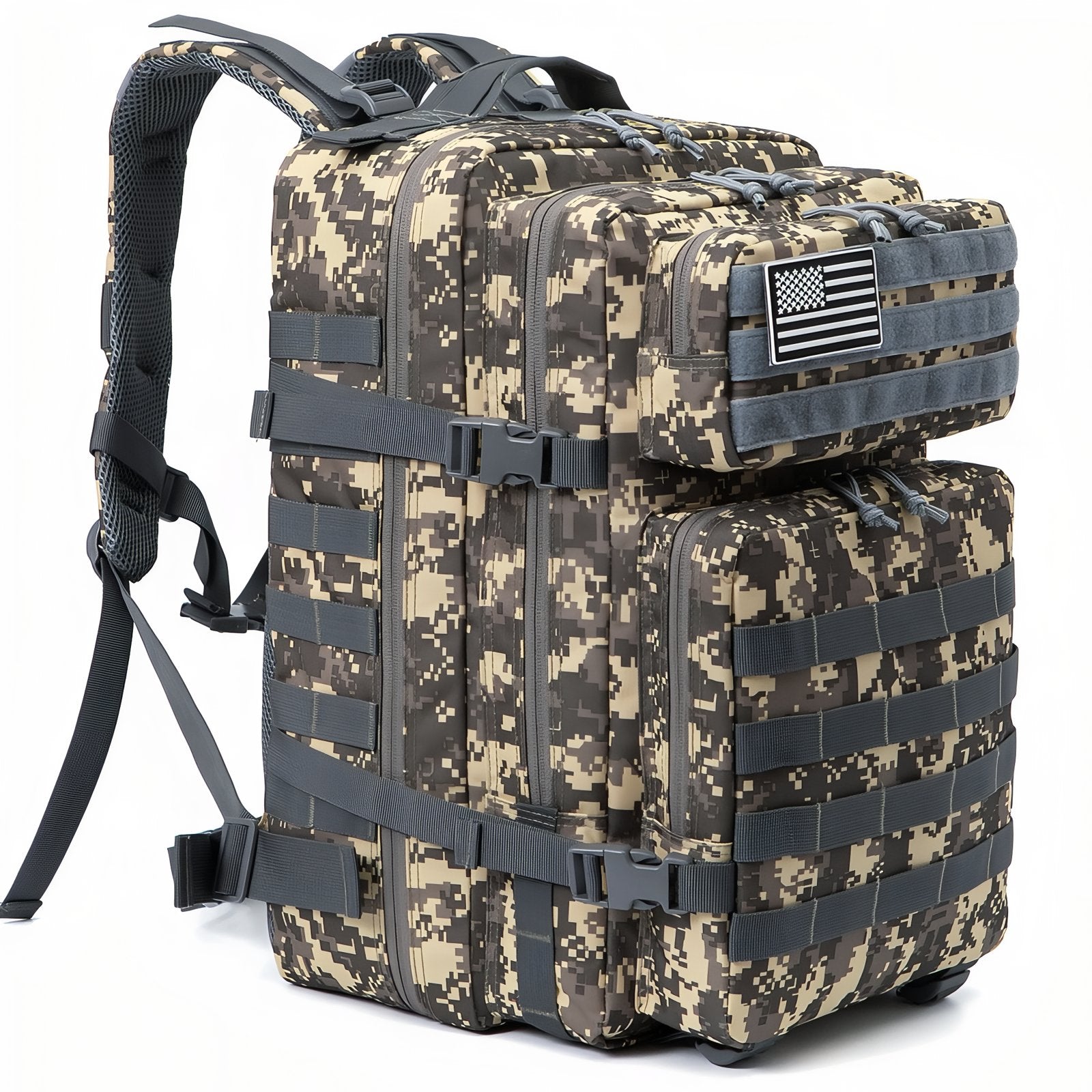 Sac à Dos Camouflage 45L - Gris et Beige