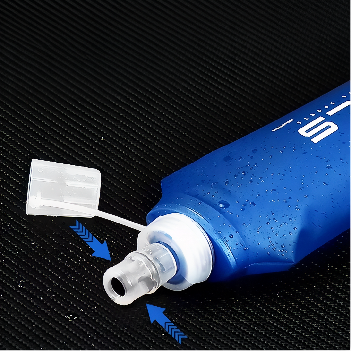 Gourde D'Eau Pliable gros plan embout - 150ml - 250ml - 500ml - 250ml avec Paille - 500ml avec Paille