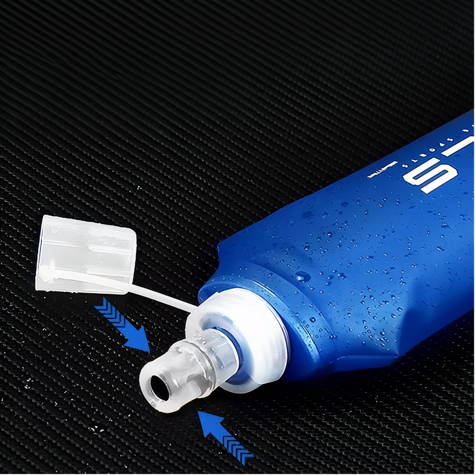 Gourde D'Eau Pliable gros plan embout - 150ml - 250ml - 500ml - 250ml avec Paille - 500ml avec Paille