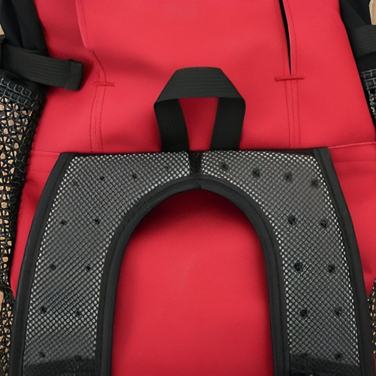 Sac Porte Chien Randonnée gros plan partie arrière - Bleu - Gris Clair - Rouge Cerise - Noir - Gris Foncé