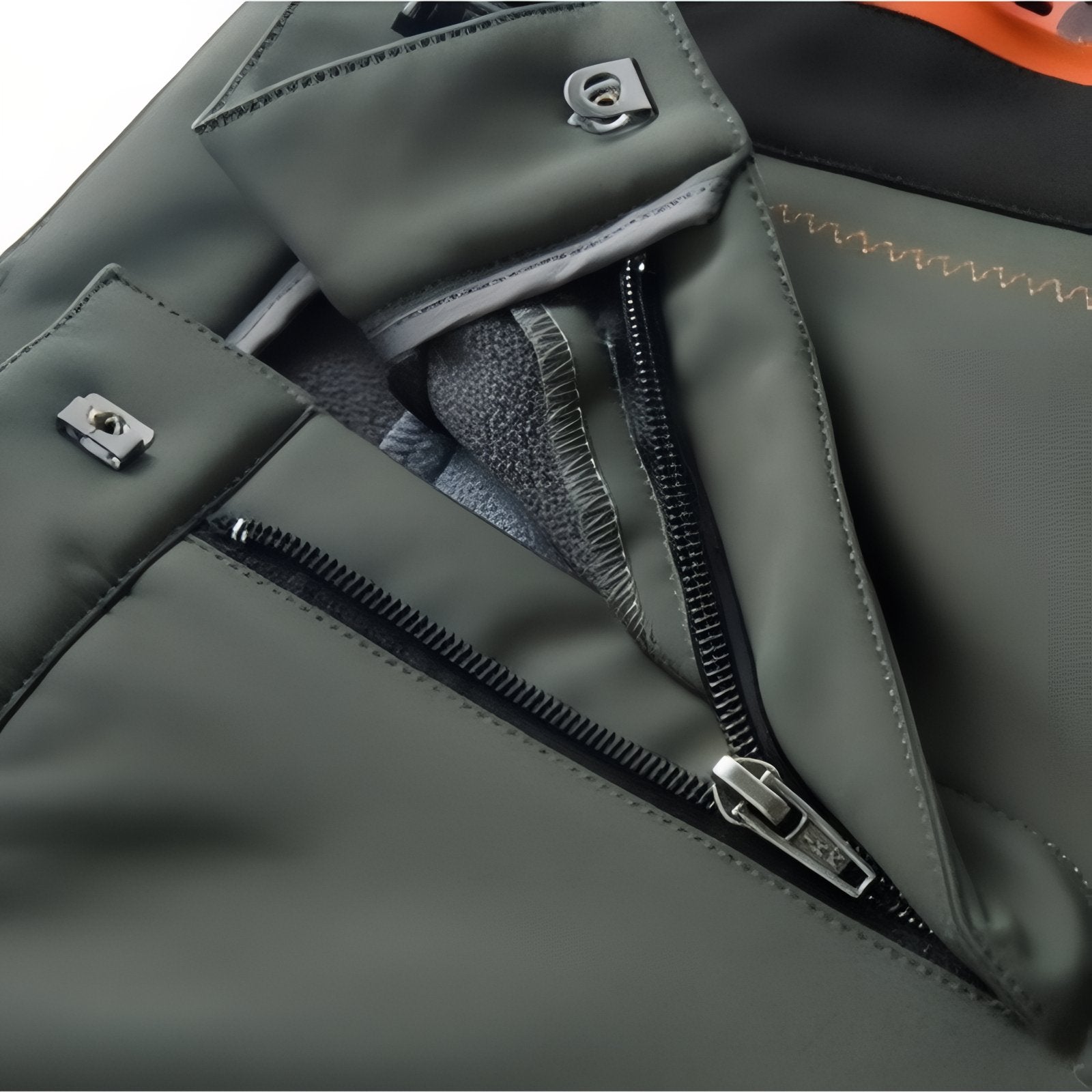 Pantalon Randonnée Déperlant Homme gros plan fermeture zippée - Vert Foncé et Noir - Gris Foncé et Orange - Noir et Orange