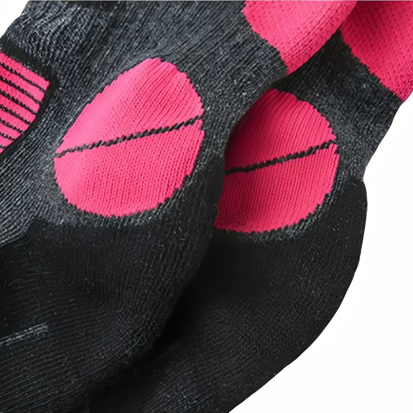 Chaussettes Randonnée Mérinos gros plan détails colorés - Gris et Rose - Gris et Vert Fluo - Gris Clair et Noir - Gris Foncé et Noir - Noir et Gris - Noir et Orange