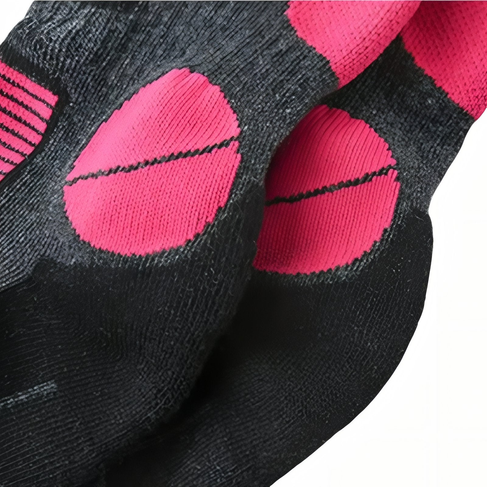 Chaussettes Randonnée Mérinos gros plan détails colorés - Gris et Rose - Gris et Vert Fluo - Gris Clair et Noir - Gris Foncé et Noir - Noir et Gris - Noir et Orange