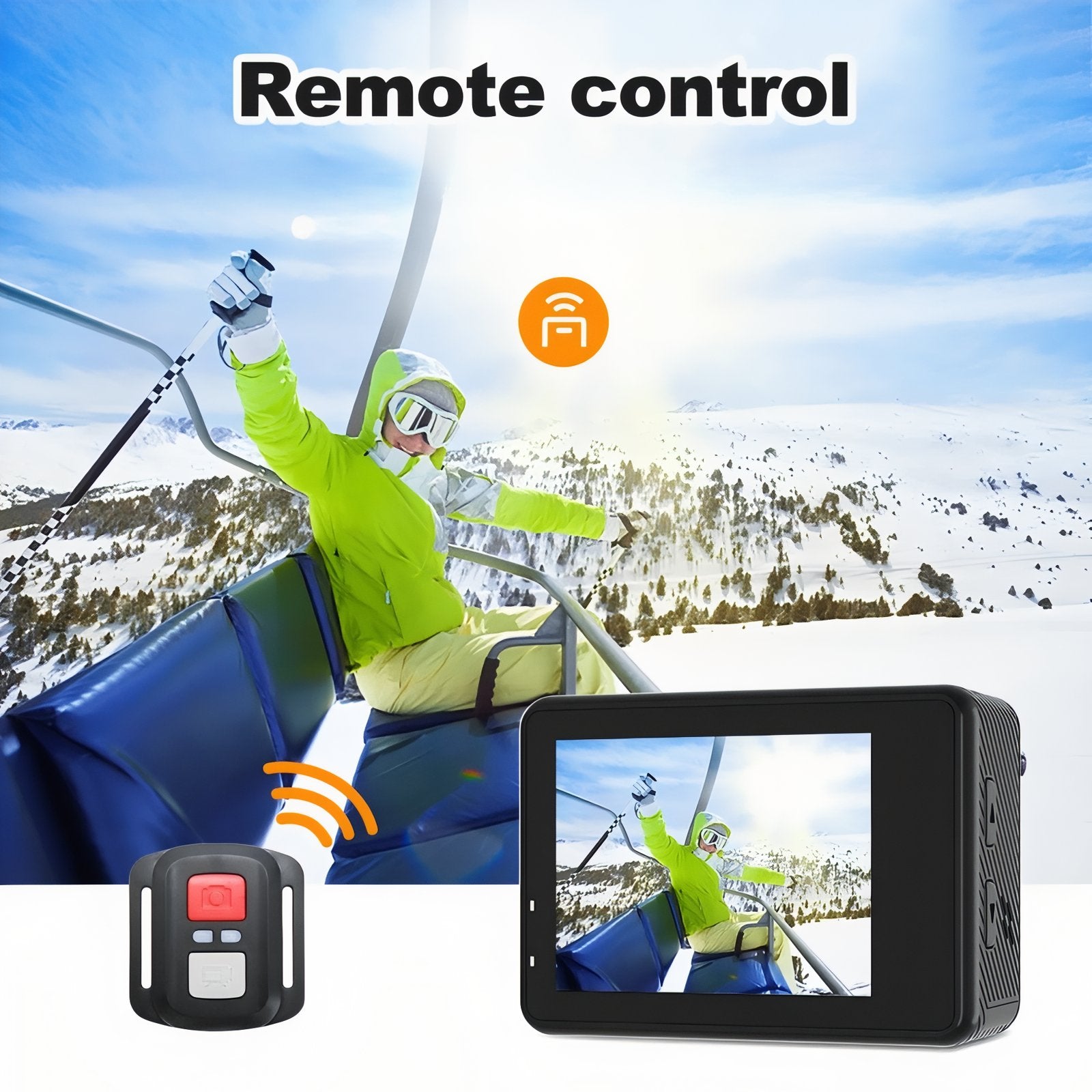 Caméra Pour Randonnée 5K mise en situation ski - Sans Microphone - Avec Microphone