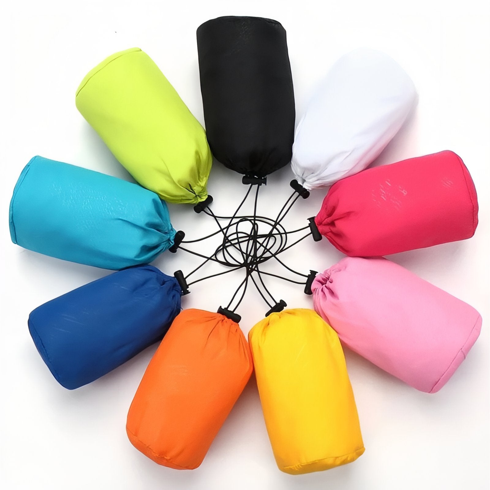 Veste Imperméable Légère dix articles alignés - Bleu Ciel - Blanc - Jaune Fluo - Bleu - Gris Argenté - Noir - Rose Pâle - Rose Fluo - Vert Fluo - Orange Fluo