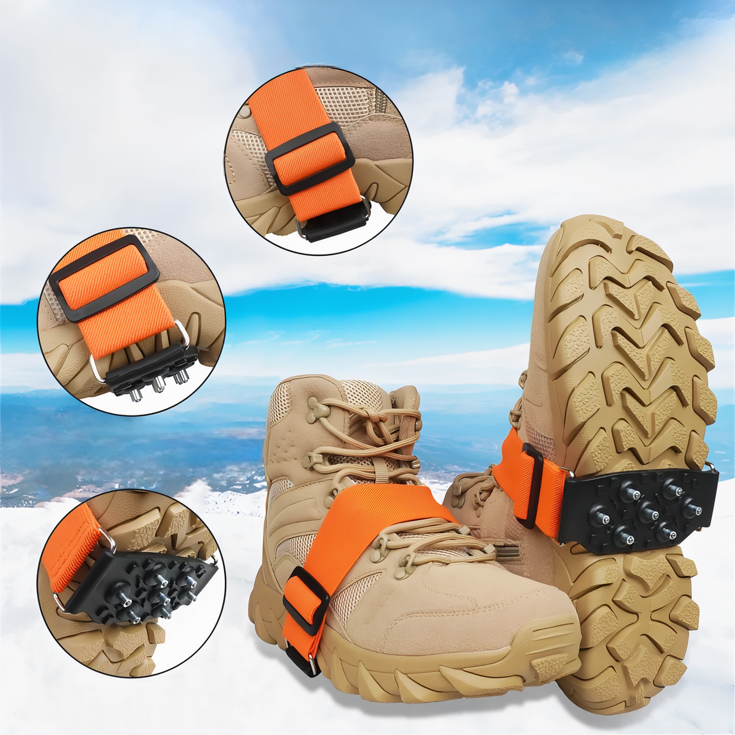 Mini Crampons Randonnée 7 Dents gros plan sur détails - S - M