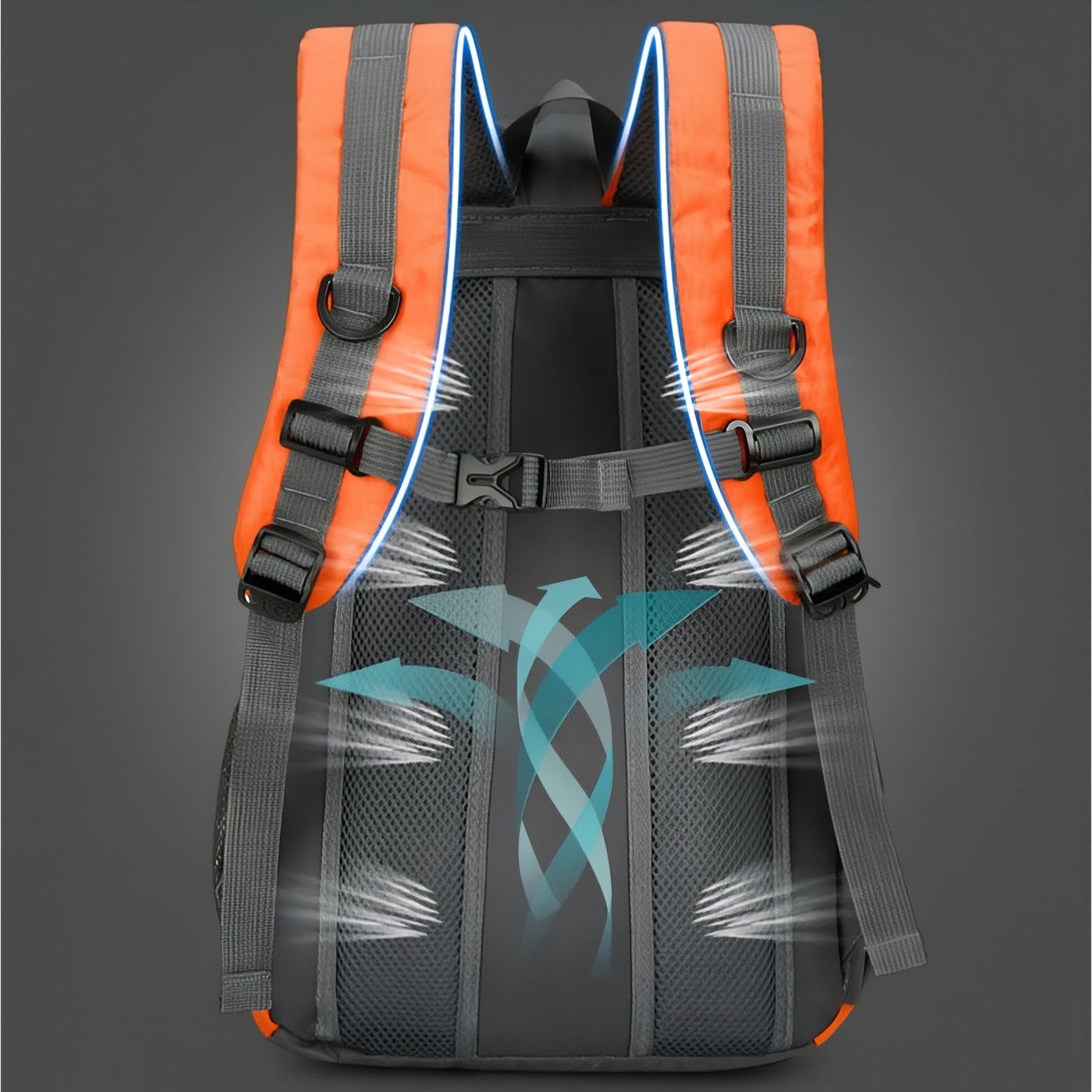Sac à Dos Léger Pour Randonnée 30L gros plan dos sac - Orange et Gris - Vert Foncé et Gris - Gris Foncé et Bleu Marine - Bleu et Gris - Rouge et Gris - Noir Charbon