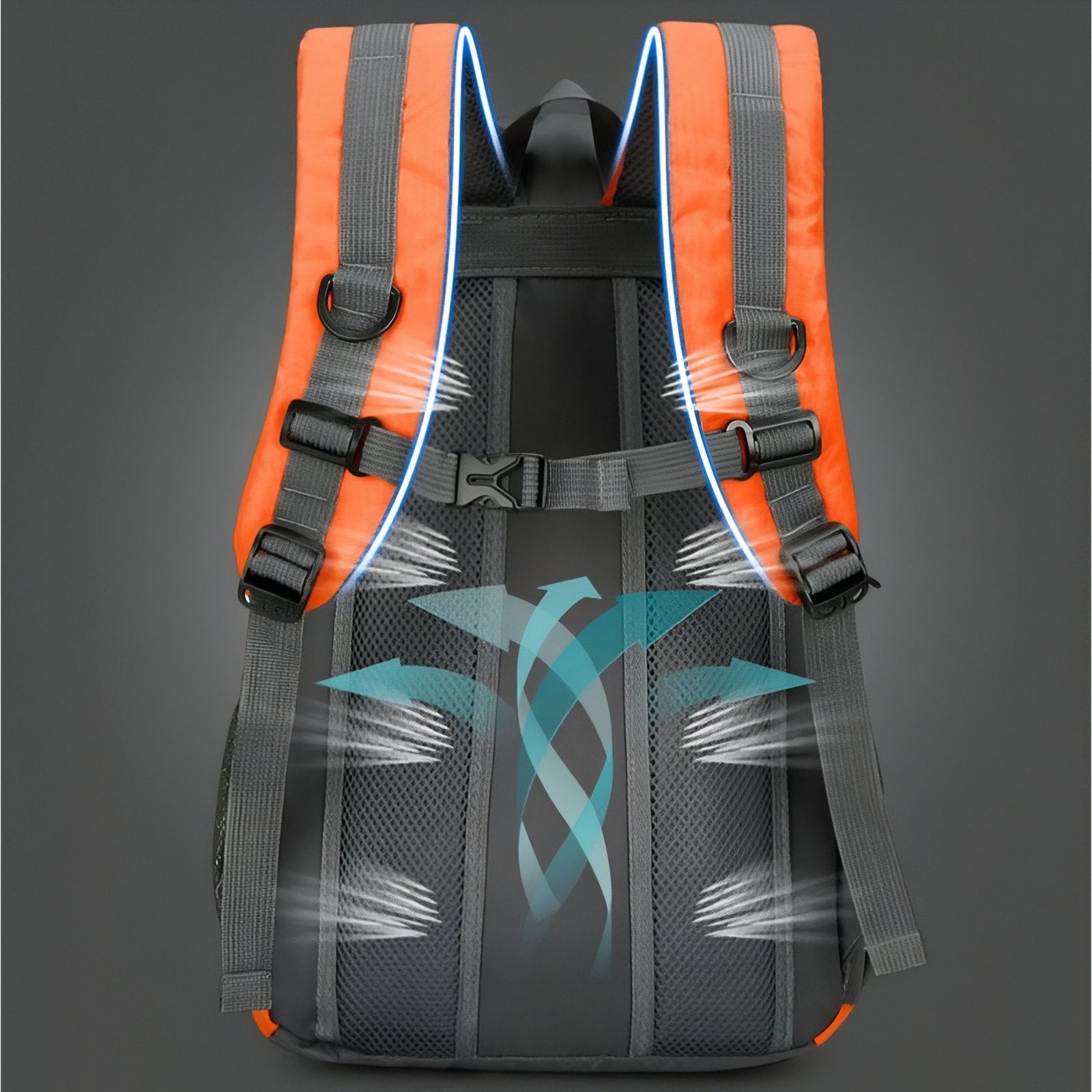 Sac à Dos Léger Pour Randonnée 30L gros plan dos sac - Orange et Gris - Vert Foncé et Gris - Gris Foncé et Bleu Marine - Bleu et Gris - Rouge et Gris - Noir Charbon