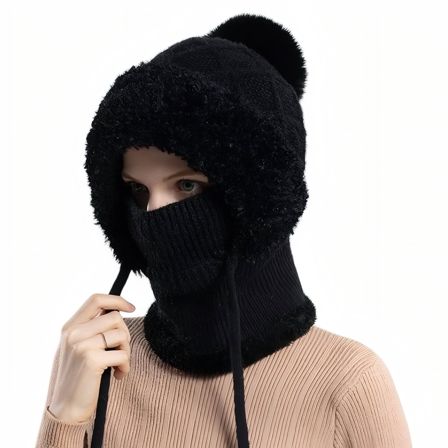 Cagoule Femme Hiver - Noir - 53-58cm