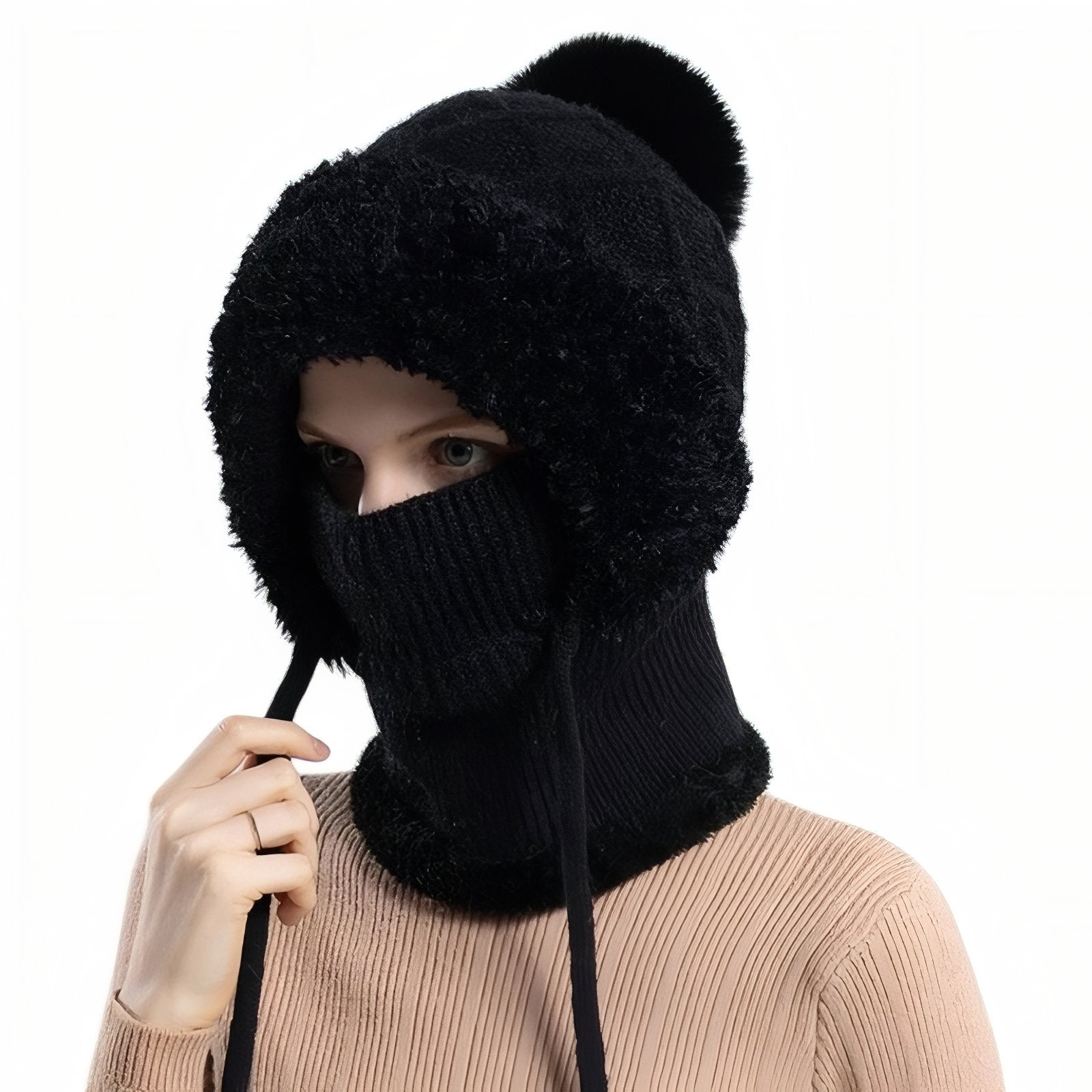Cagoule Femme Hiver - Noir - 53-58cm