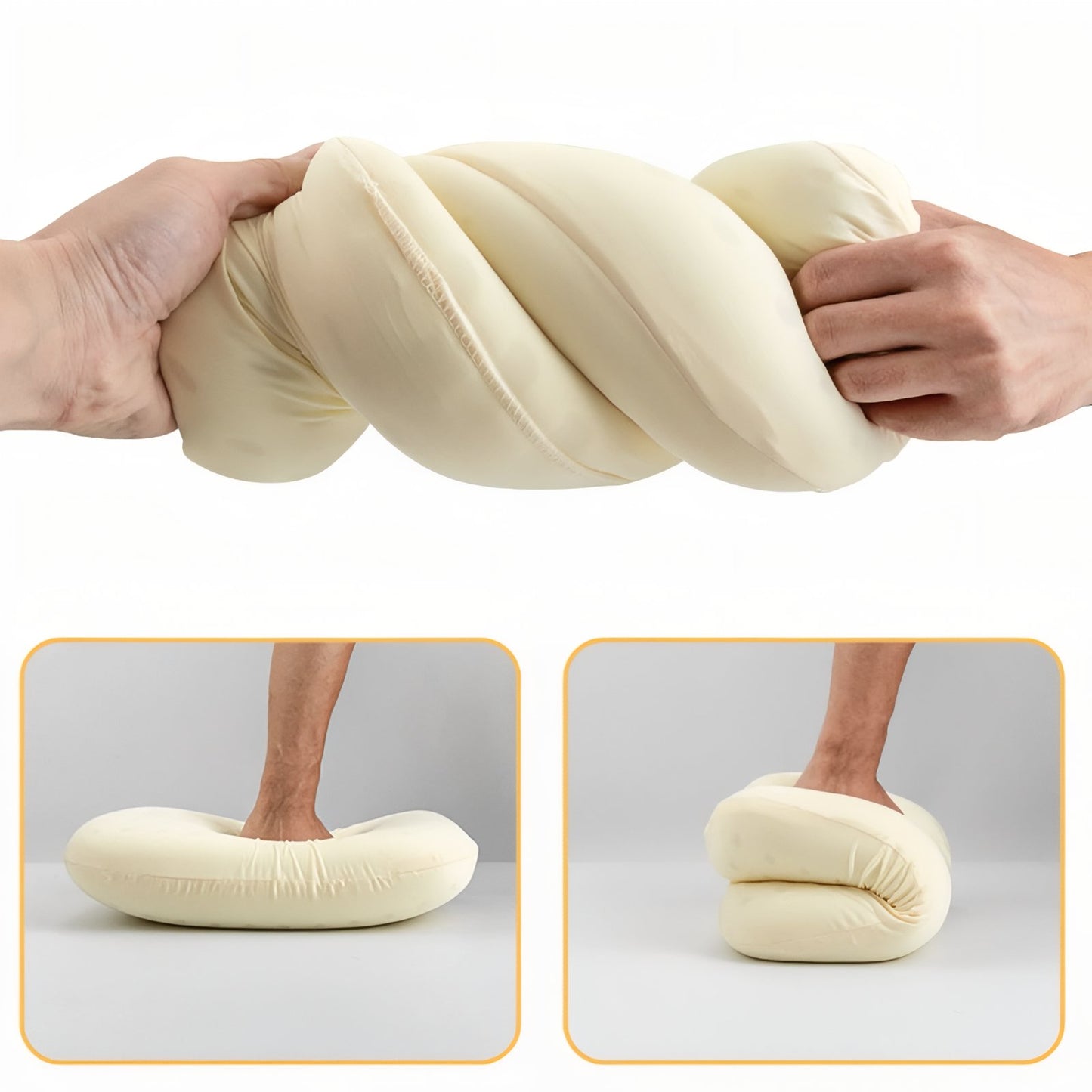 Coussin Ergonomique pour Bivouac mise en situation - Marron Clair - Vert Sauge