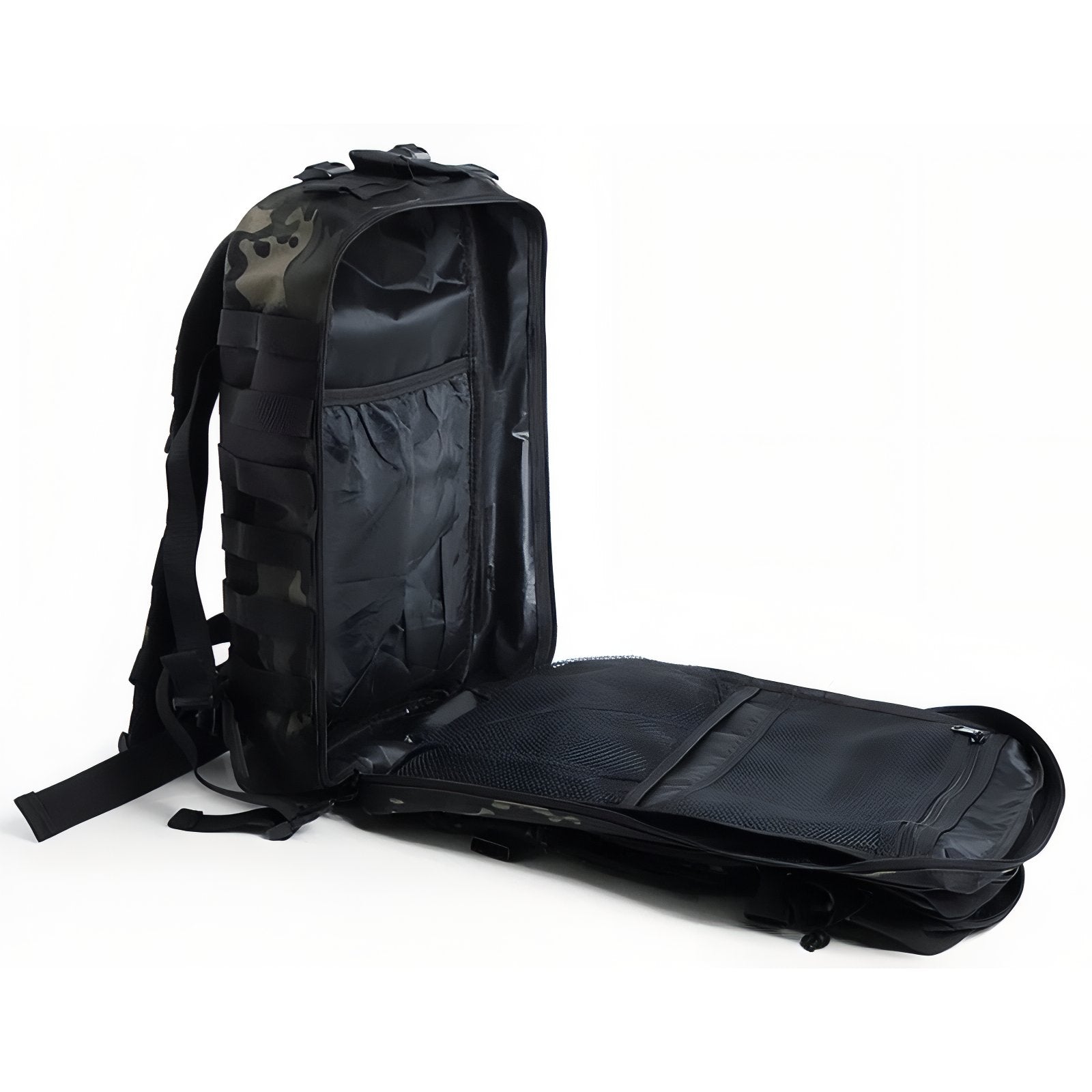 Sac à Dos Camouflage 45L compartiment ouvert - Noir et Gris - Gris et Beige - Vert Olive et Beige - Noir - Marron et Vert Forêt - Marron Beige