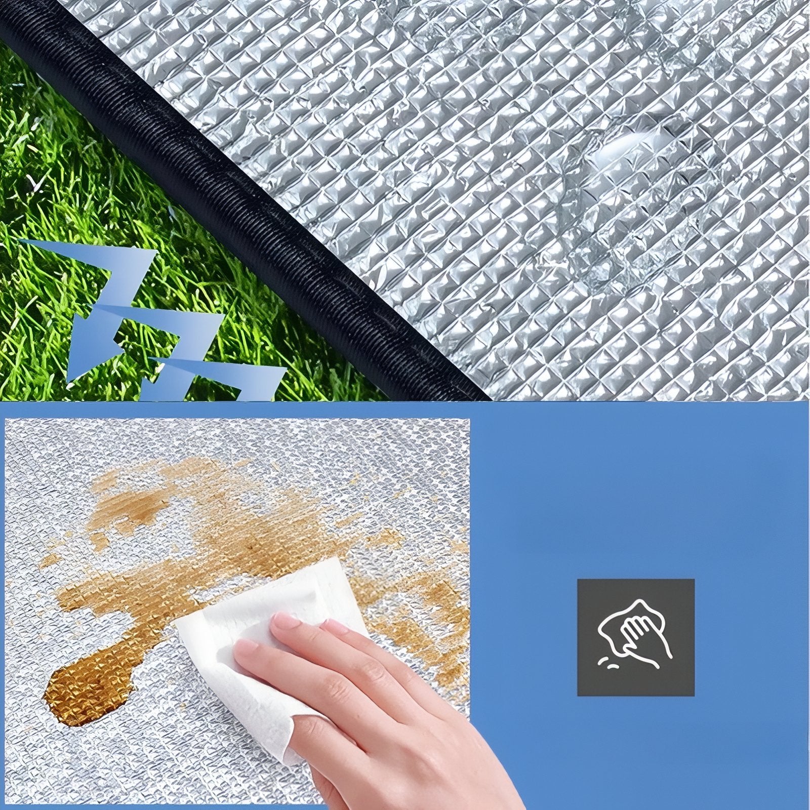 Tapis De Sol Isolant Camping gros plan nettoyage - 150cm x 200cm x 3.5mm - 200cm x 200cm x 3.5mm - 200cm x 200cm x 2.5mm - 150cm x 200cm x 2.5mm - 100cm x 200cm x 2.5mm - 75cm x 200cm x 2.5mm