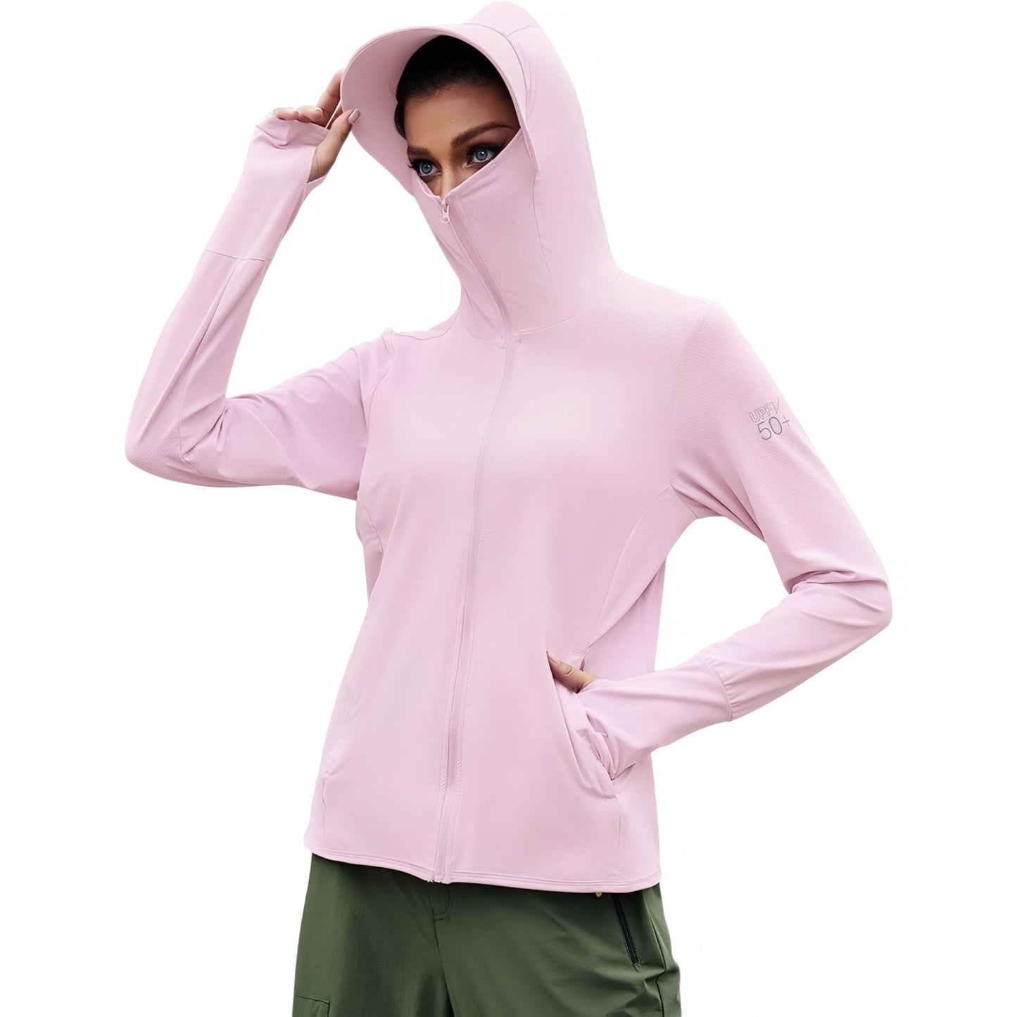 Veste Capuche Légère Randonnée Femme UPF 50+ - Rose