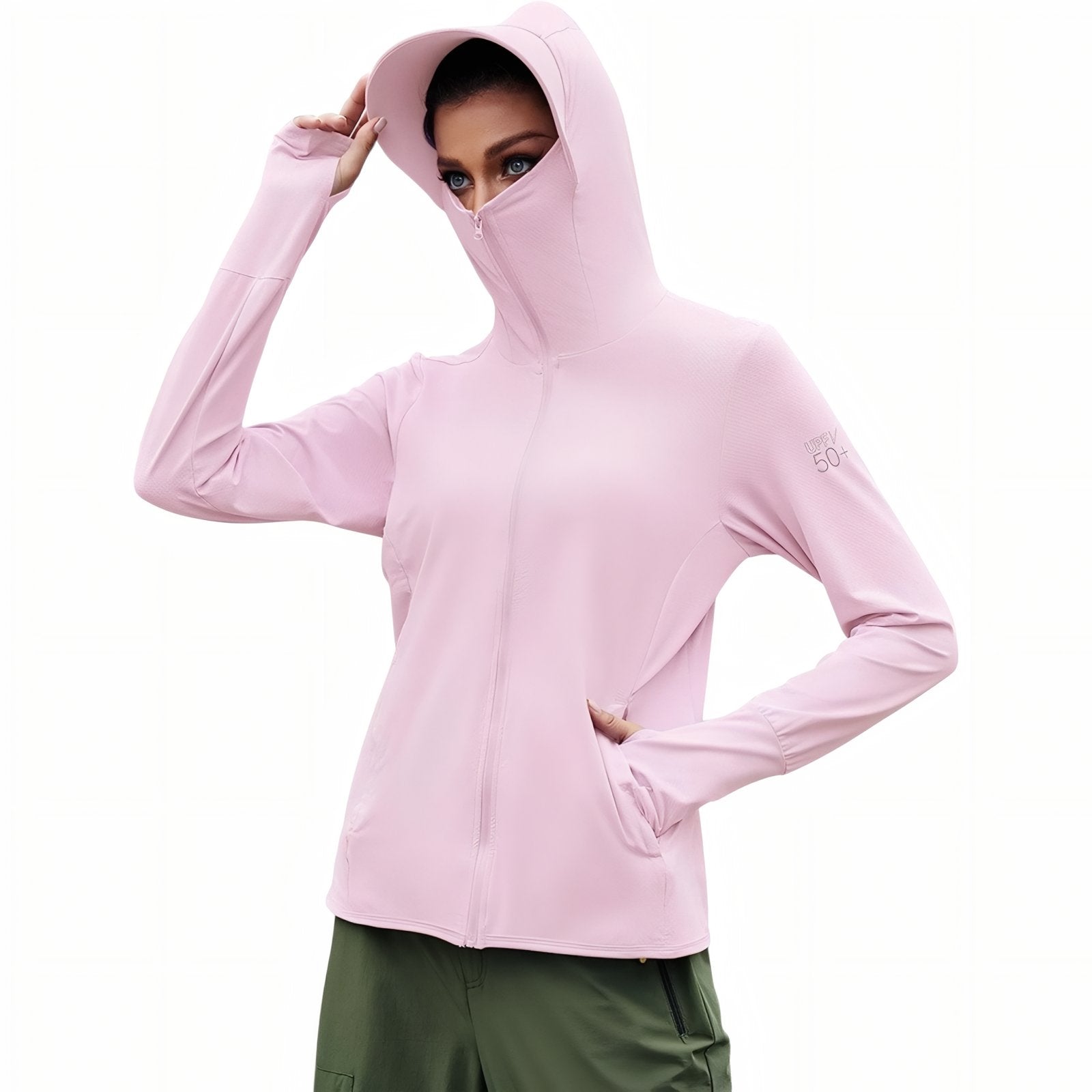 Veste Capuche Légère Randonnée Femme UPF 50+ - Rose