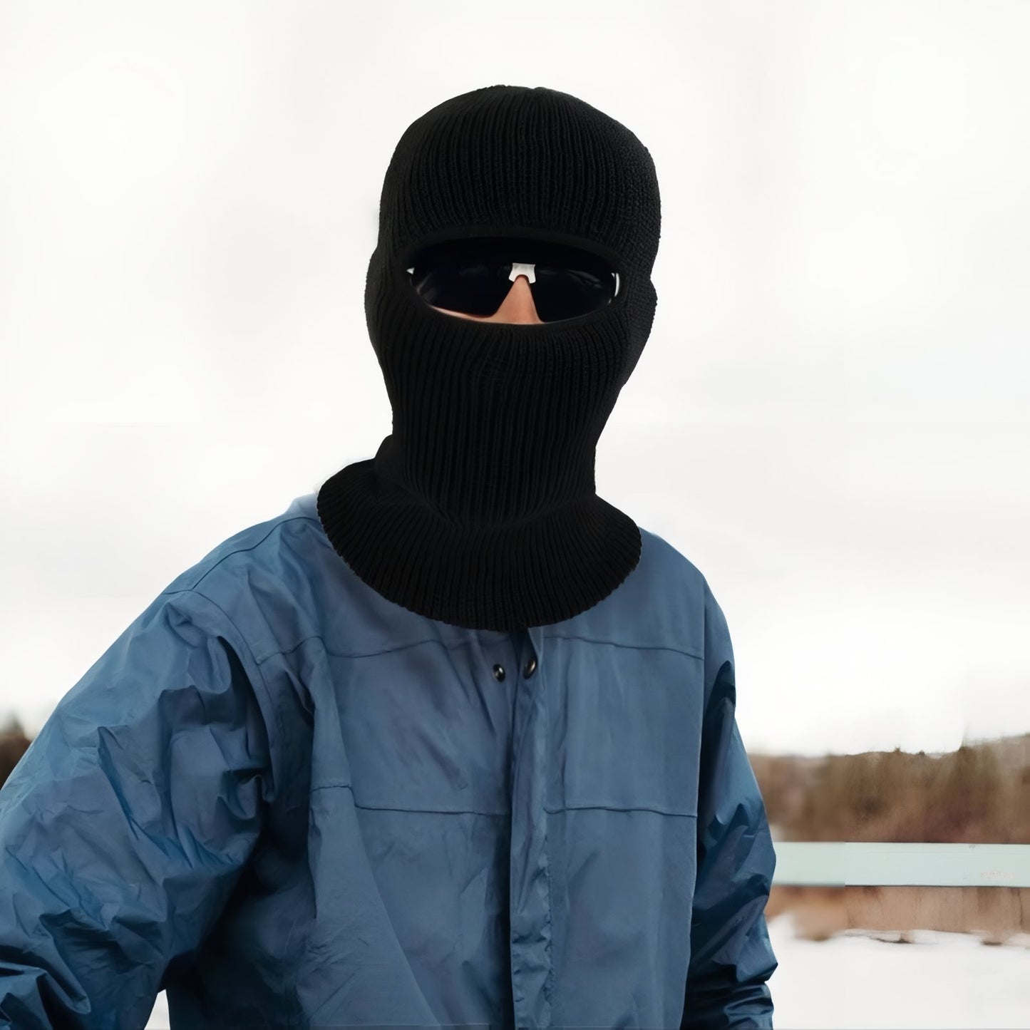 Cagoule Hiver Homme portée avec lunettes - Gris - Rose - Rouge - Taupe - Bleu Ciel - Beige - Blanc Crème - Vert - Noir - Bleu Marine
