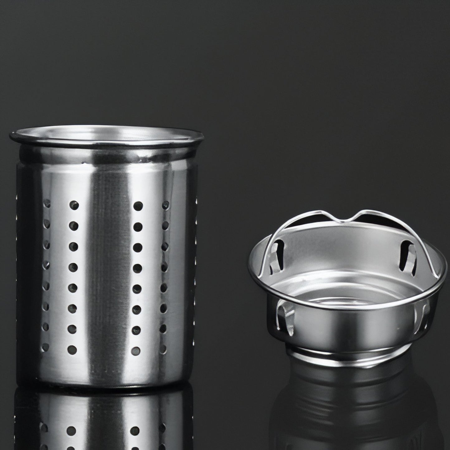 Gourde Inox 1 Litre deux pièces en inox - Inox - Noir Mat