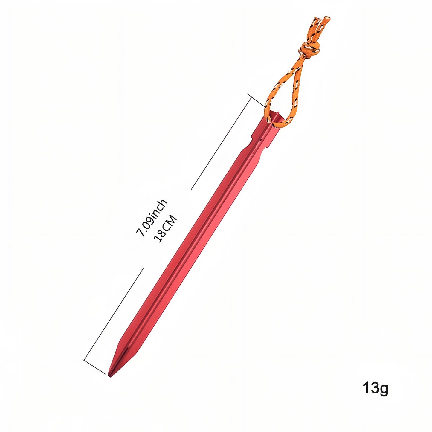 Piquet De Tente Aluminium 18cm guide des dimensions - Rouge - Bleu - Noir - Gris - Doré