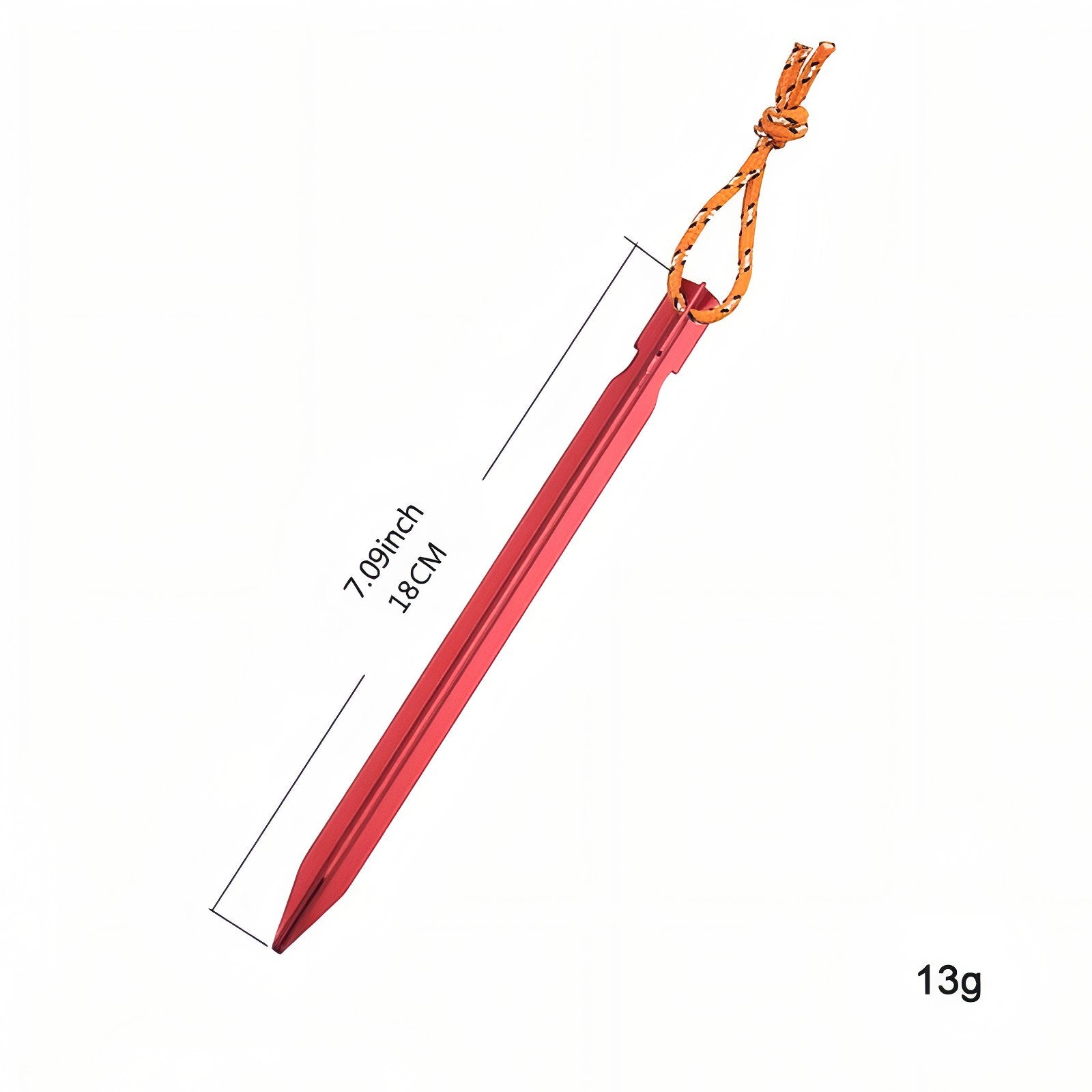 Piquet De Tente Aluminium 18cm guide des dimensions - Rouge - Bleu - Noir - Gris - Doré
