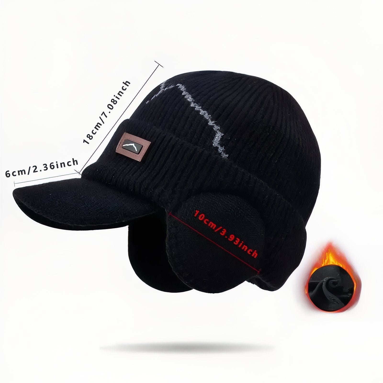 Bonnet Casquette Hiver Homme guide des dimensions - Gris Clair - Noir Ébène - Marron Clair - Bleu Marine - Beige Clair - Gris Foncé