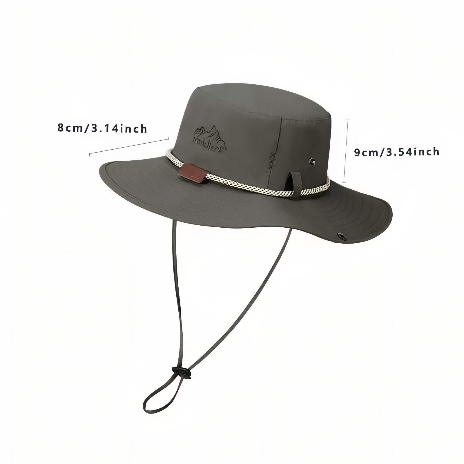 Chapeau De Pluie Randonnée guide des dimensions - Marron Foncé - Gris Clair - Vert Olive - Beige Clair - Noir Mat