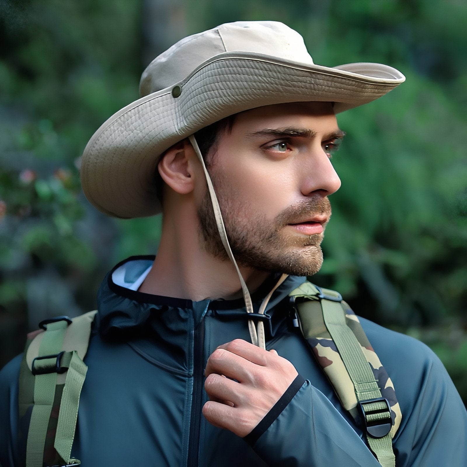Chapeau De Pluie Randonnée portée à la main - Marron Foncé - Gris Clair - Vert Olive - Beige Clair - Noir Mat