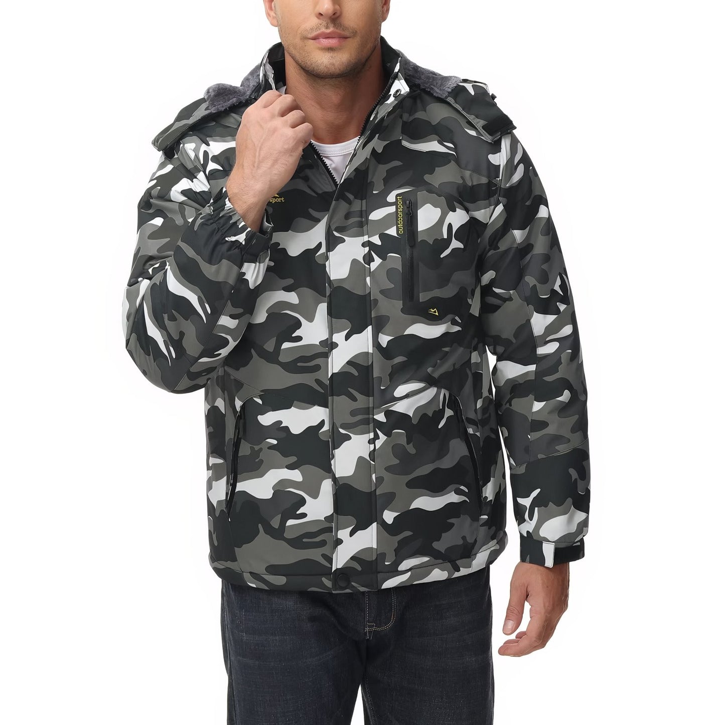 Veste Camouflage Randonnée portée à la main - Vert Foncé - Bleu - Blanc - Noir