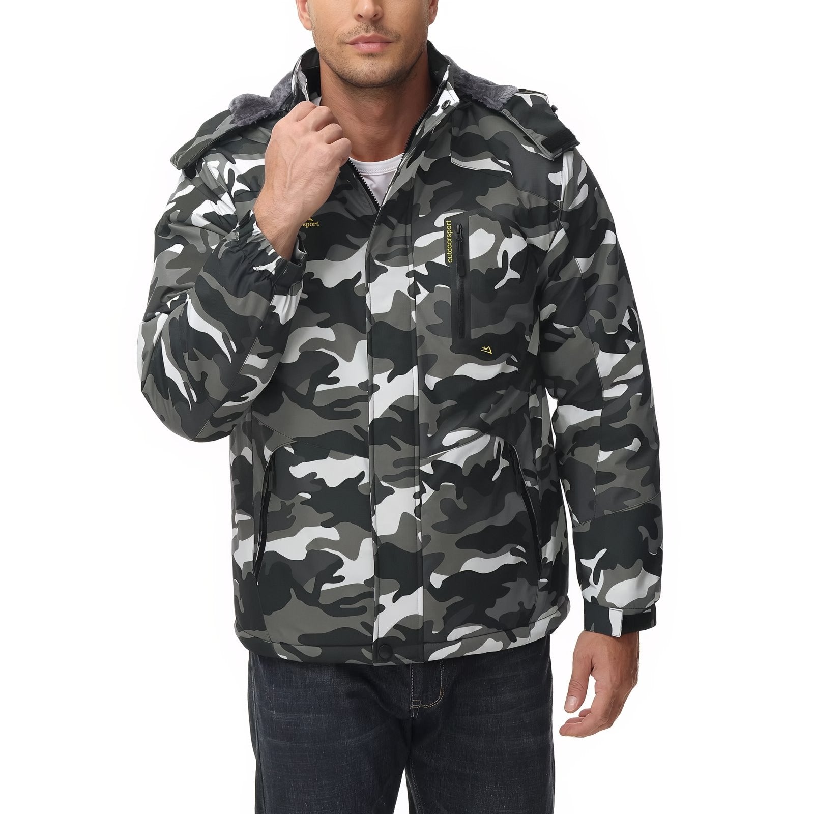 Veste Camouflage Randonnée portée à la main - Vert Foncé - Bleu - Blanc - Noir