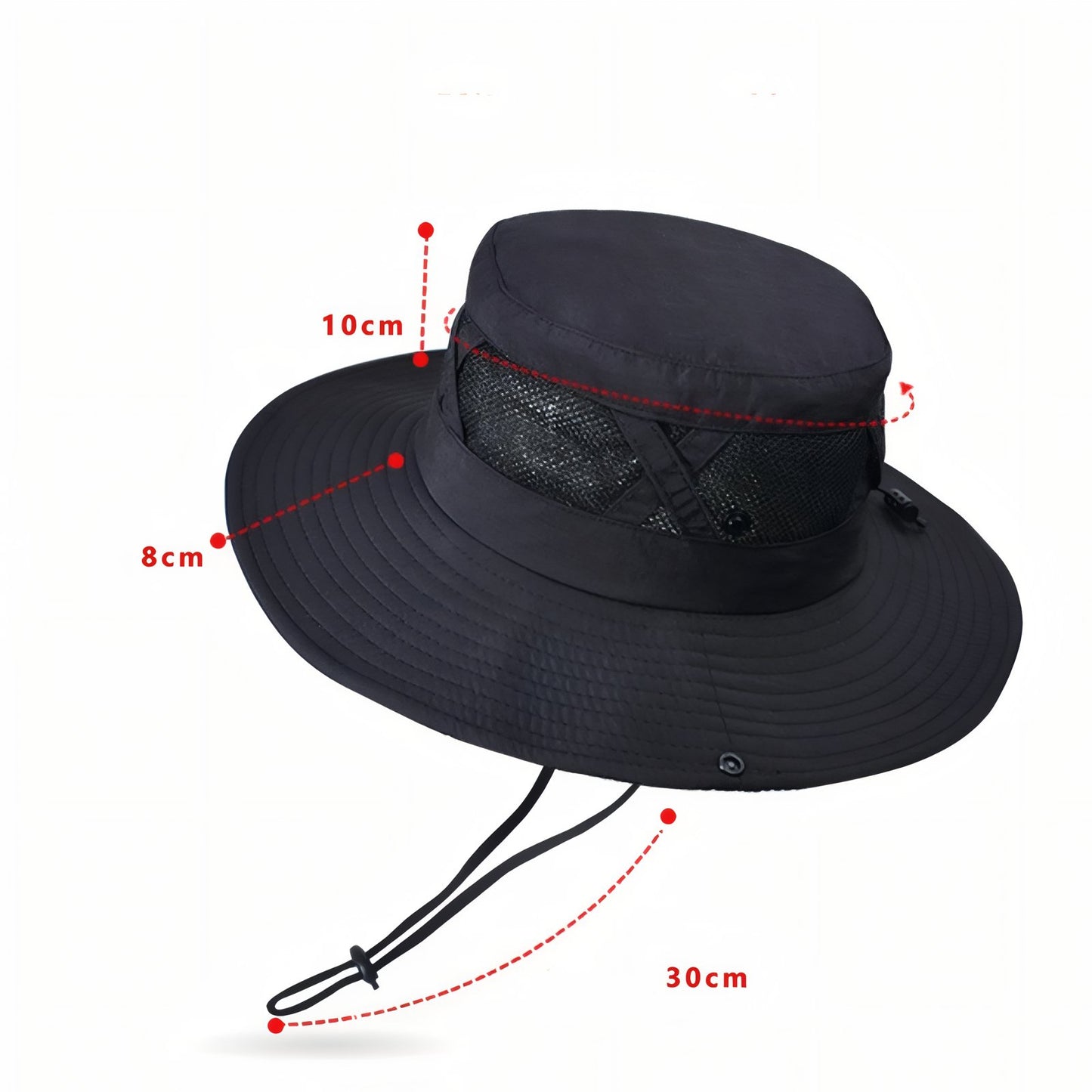 Chapeau de Randonnée Ventilé guide des dimensions - Beige - Vert Clair - Bleu Marine - Orange - Noir - Marron - Gris - Vert Olive - Gris Foncé