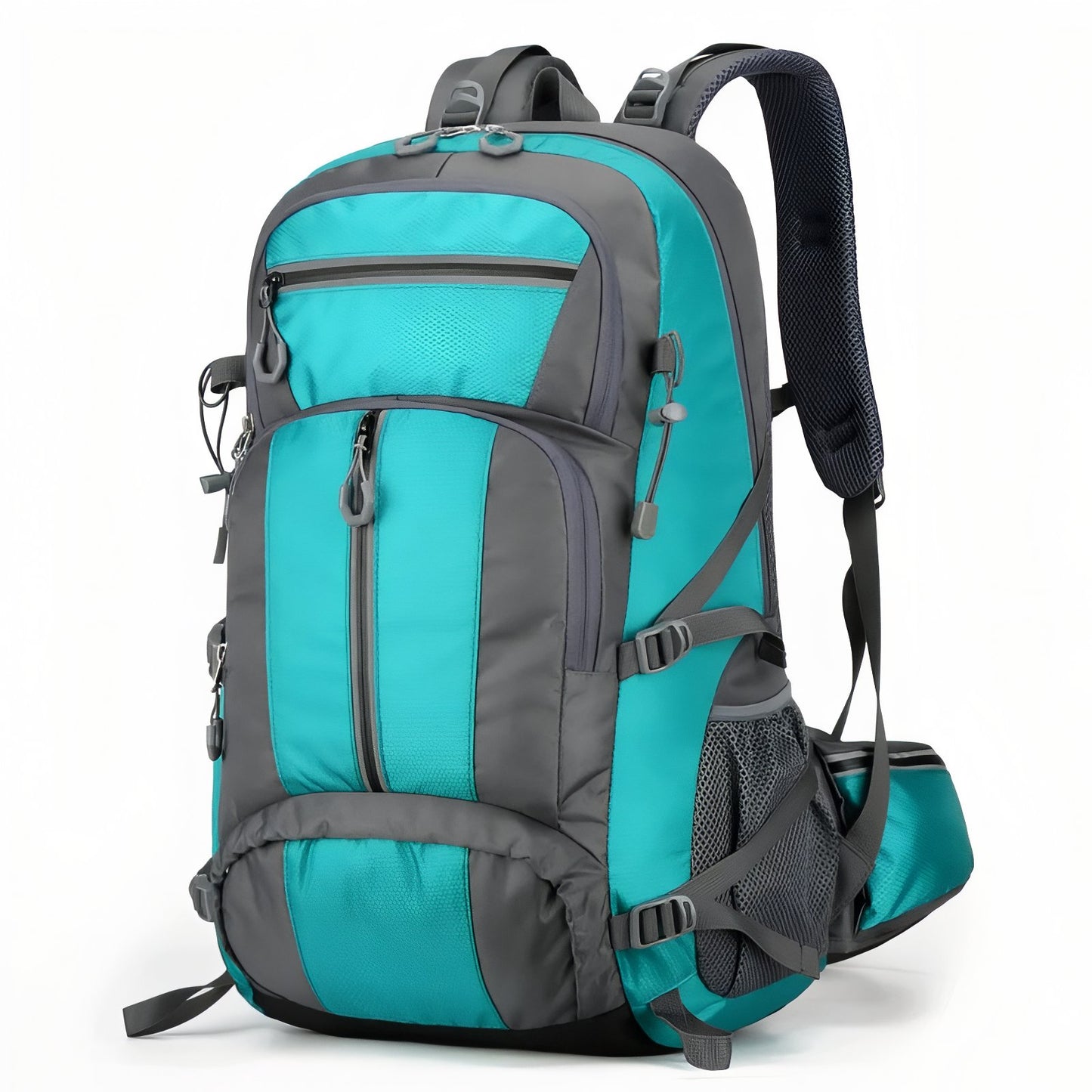Sac à Dos Randonnée Multi-Poches 55L - Turquoise et Gris
