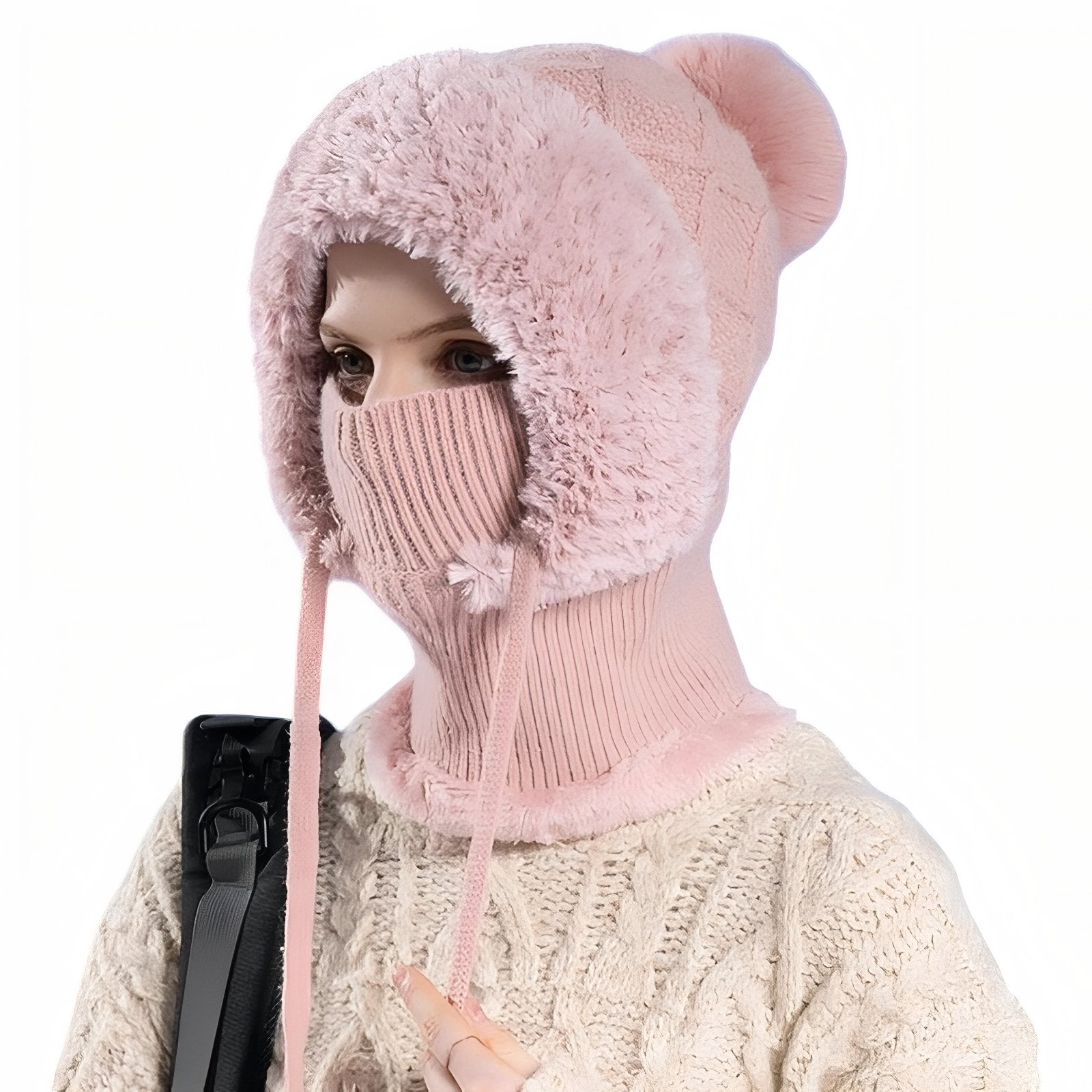 Cagoule Femme Hiver - Rose Poudré - 53-58cm